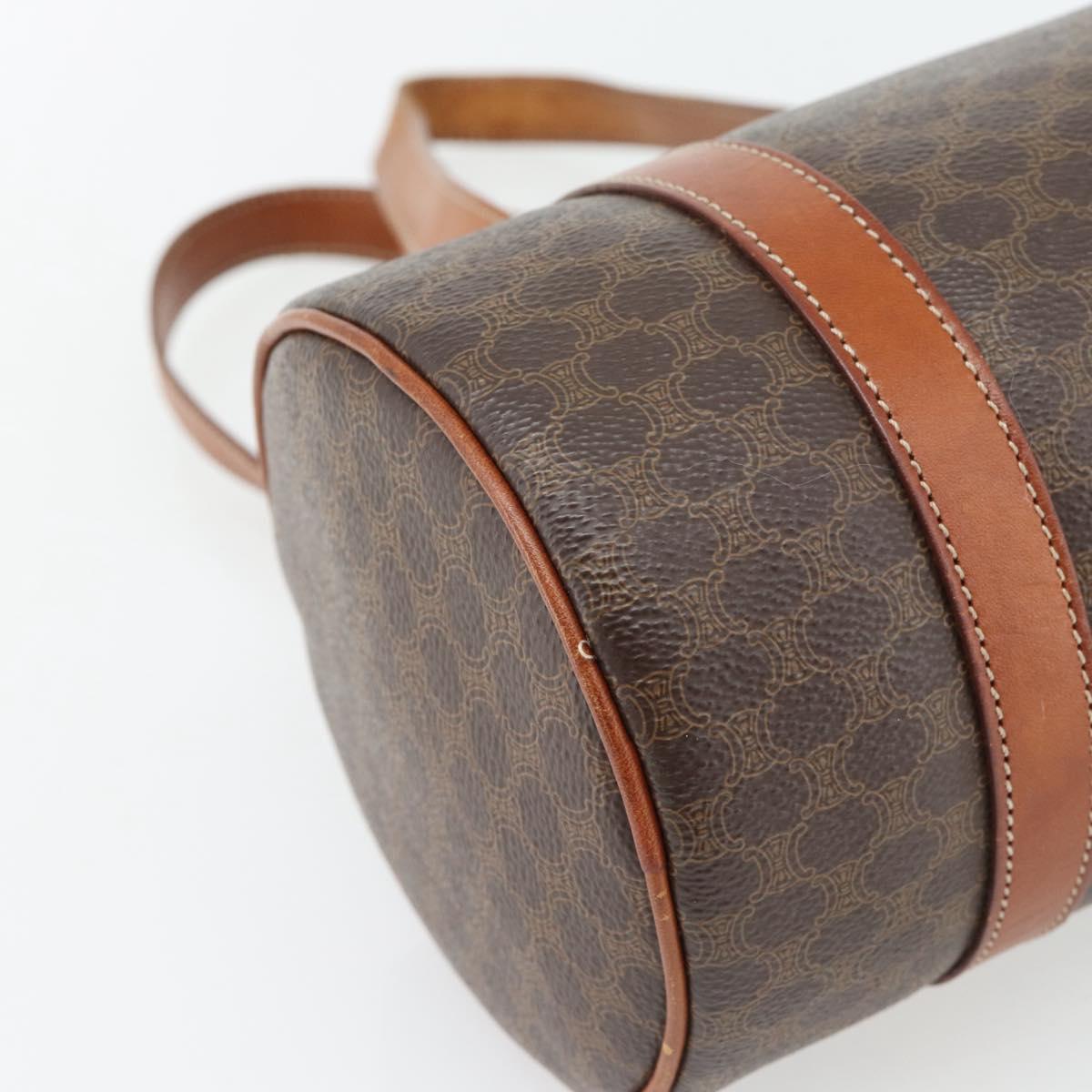 CELINE Macadam Canvas Hand Bag PVC Leather Brown Gold Auth 181466A