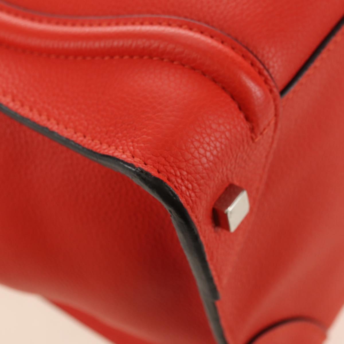CELINE Luggage Mini Shopper Hand Bag Leather Orange Silver Auth 181473SAM