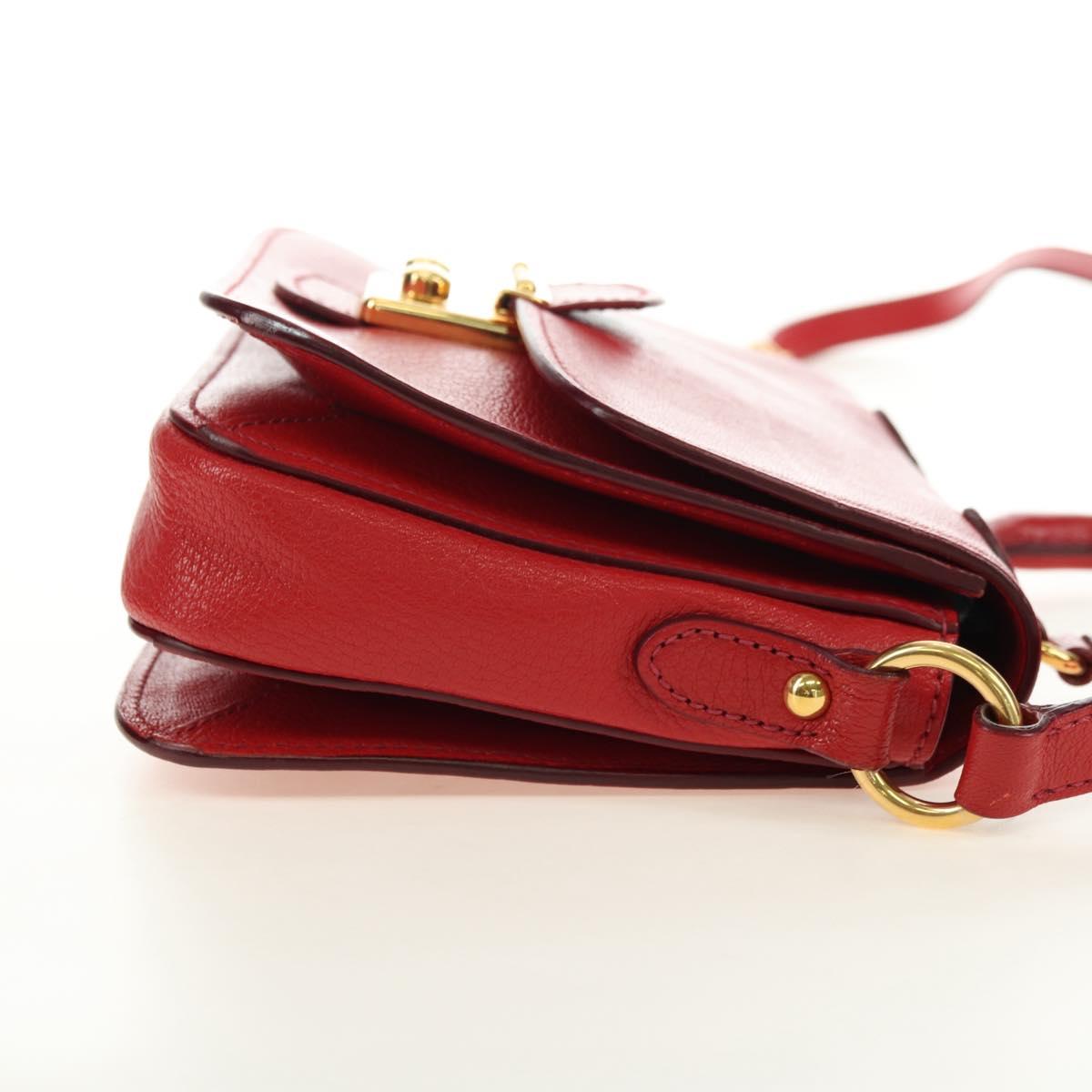 Miu Miu Hand Bag Leather 2way Red Gold Auth 181477V