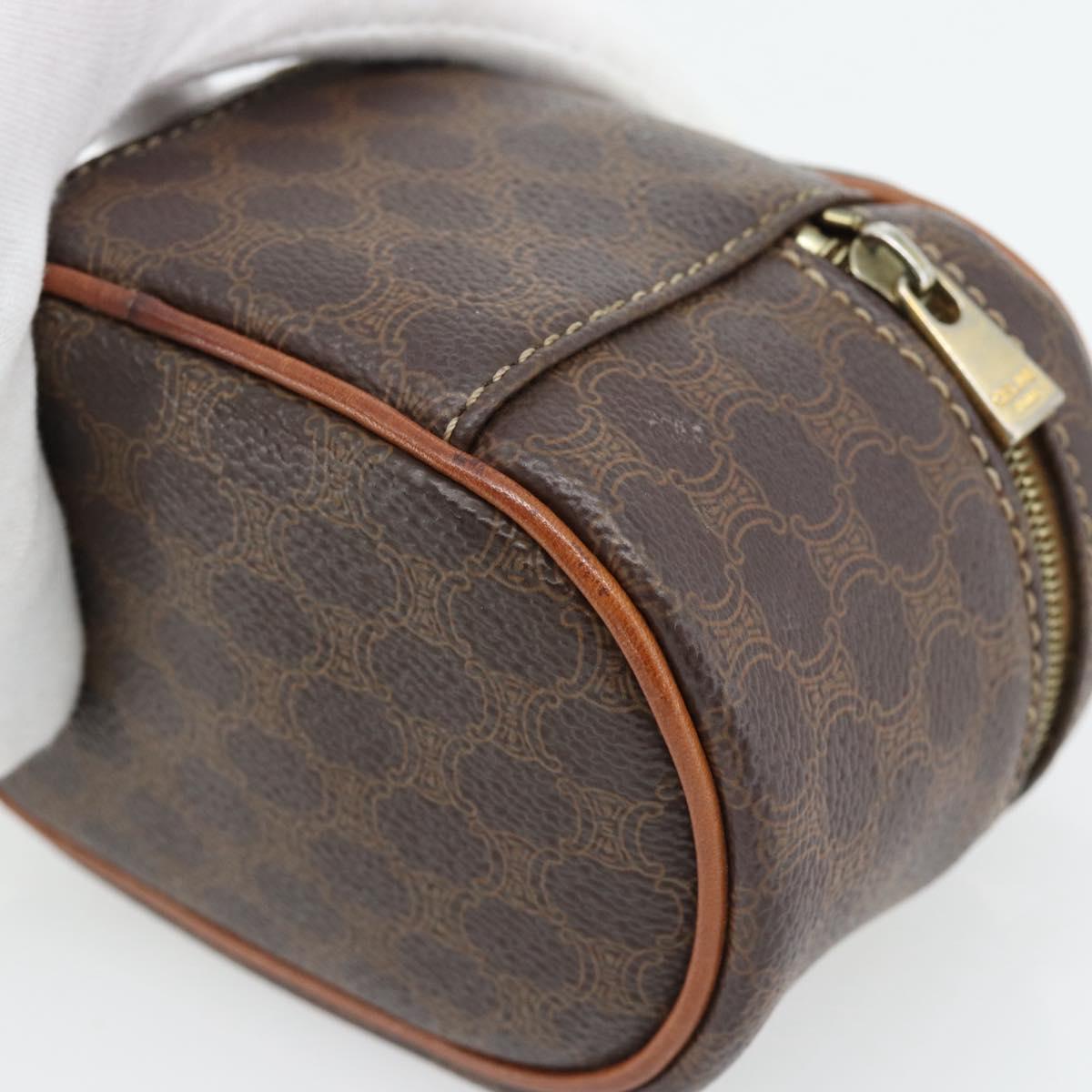 CELINE Macadam Canvas Mini Vanity Hand Bag PVC Leather Brown Gold Auth 181480A