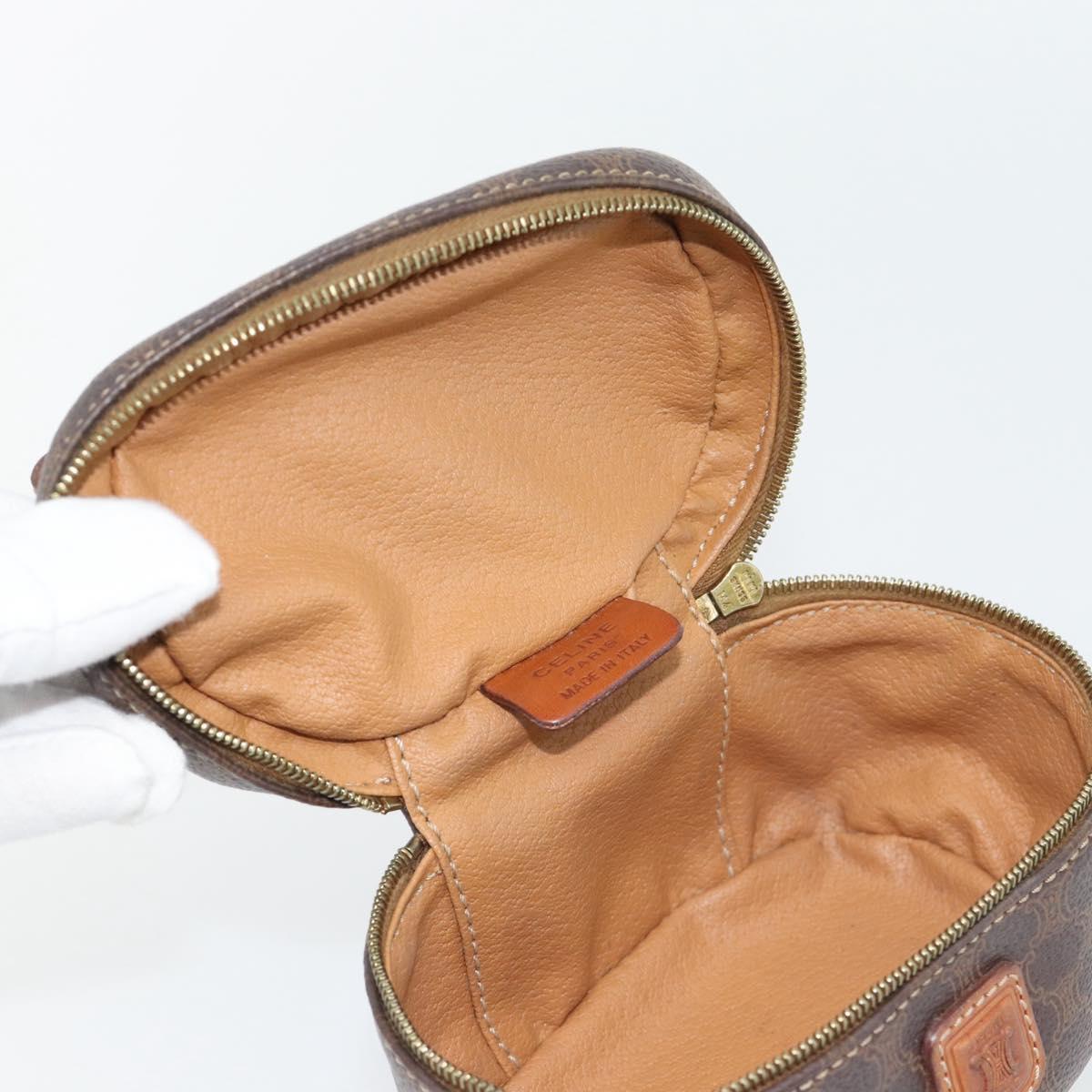 CELINE Macadam Canvas Mini Vanity Hand Bag PVC Leather Brown Gold Auth 181480A
