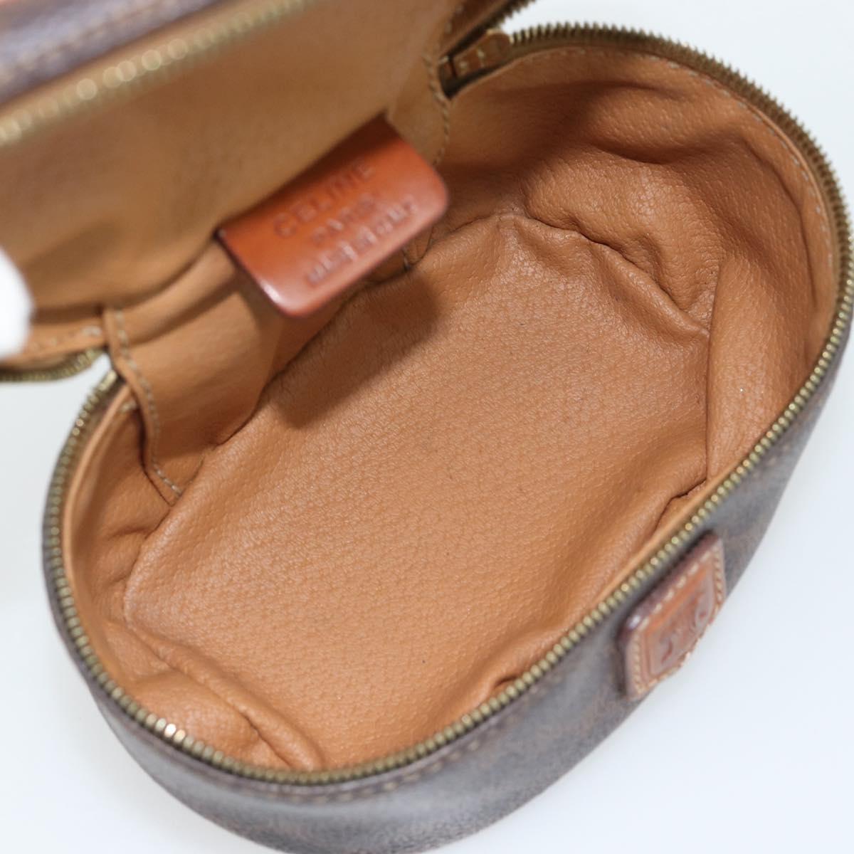 CELINE Macadam Canvas Mini Vanity Hand Bag PVC Leather Brown Gold Auth 181480A