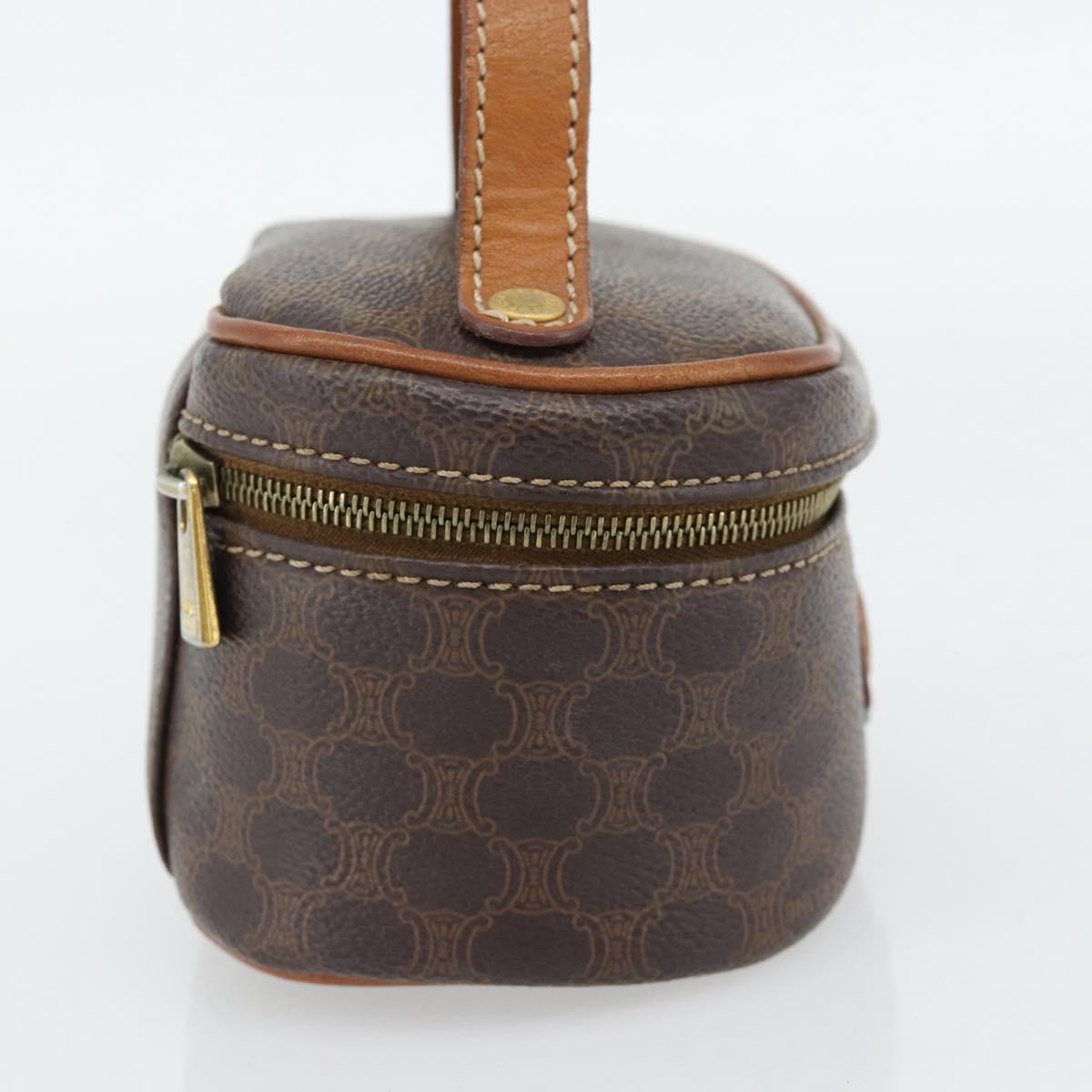 CELINE Macadam Canvas Mini Vanity Hand Bag PVC Leather Brown Gold Auth 181480A