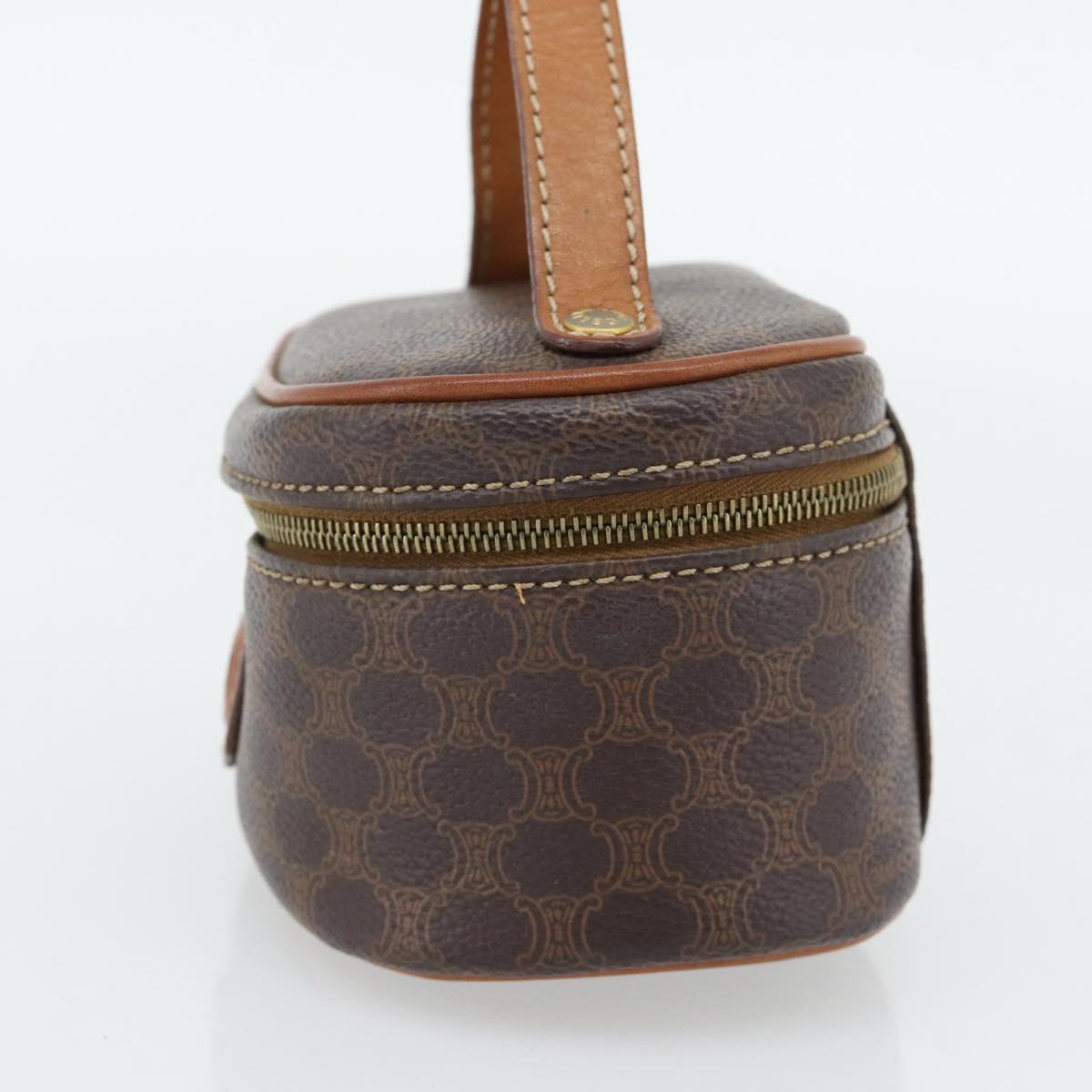 CELINE Macadam Canvas Mini Vanity Hand Bag PVC Leather Brown Gold Auth 181480A