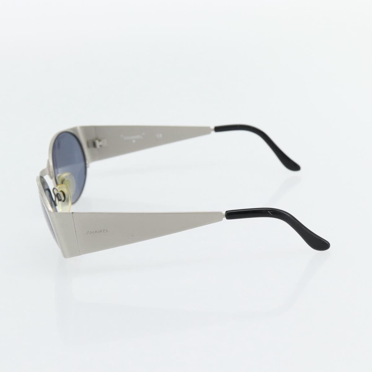 CHANEL Sunglasses metal Silver CC Auth 181482