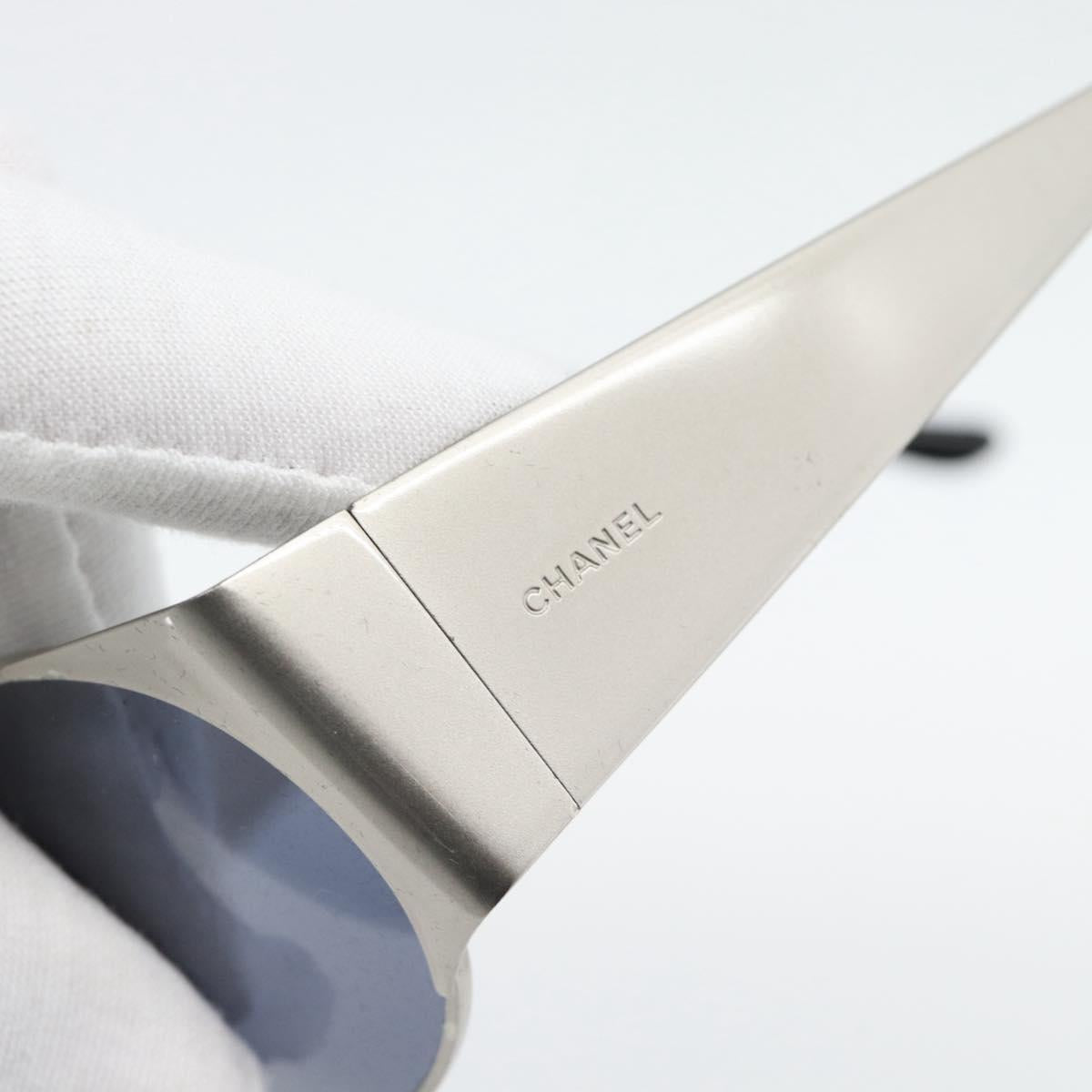 CHANEL Sunglasses metal Silver CC Auth 181482