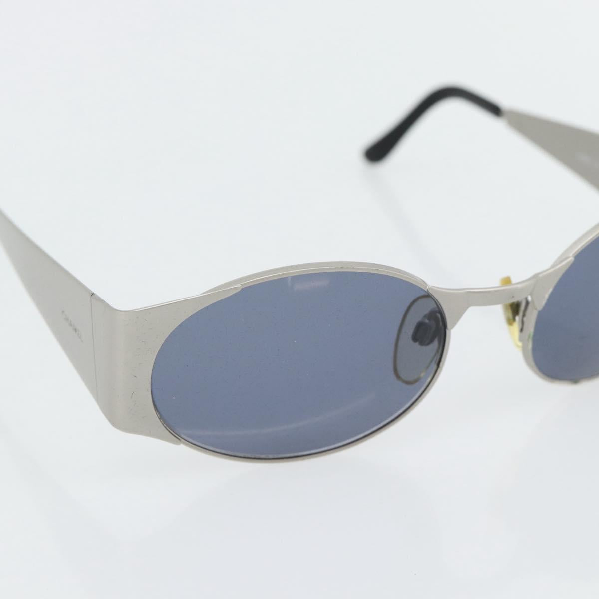 CHANEL Sunglasses metal Silver CC Auth 181482