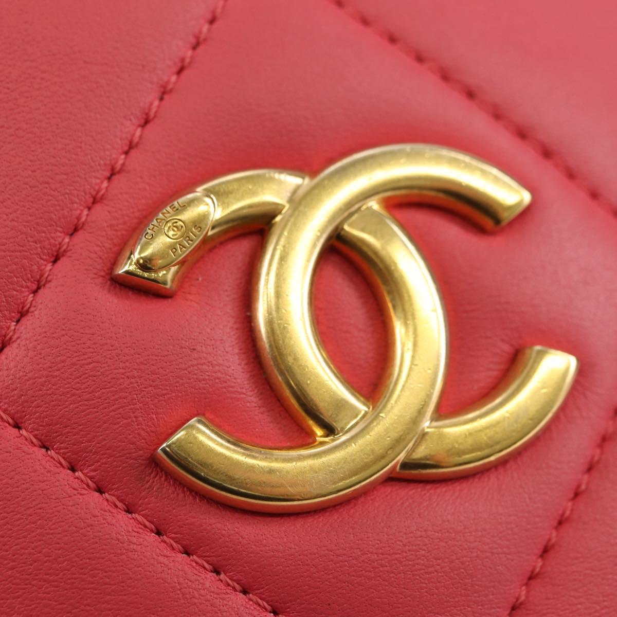 CHANEL Chain Matelasse Shoulder Bag Lamb Skin Pink Gold CC Auth 181486SAM