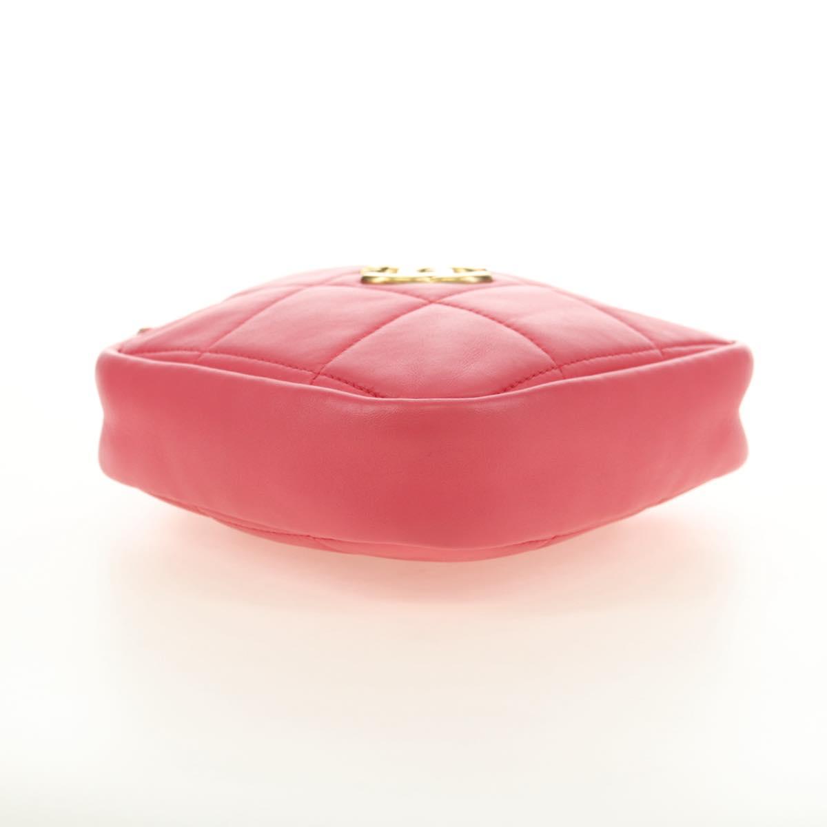 CHANEL Chain Matelasse Shoulder Bag Lamb Skin Pink Gold CC Auth 181486SAM