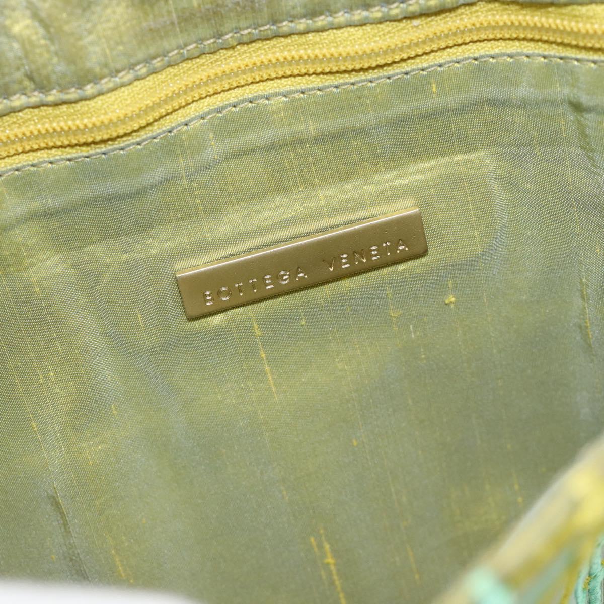 BOTTEGA VENETA Hand Bag Satin Green Gold Auth 181487A