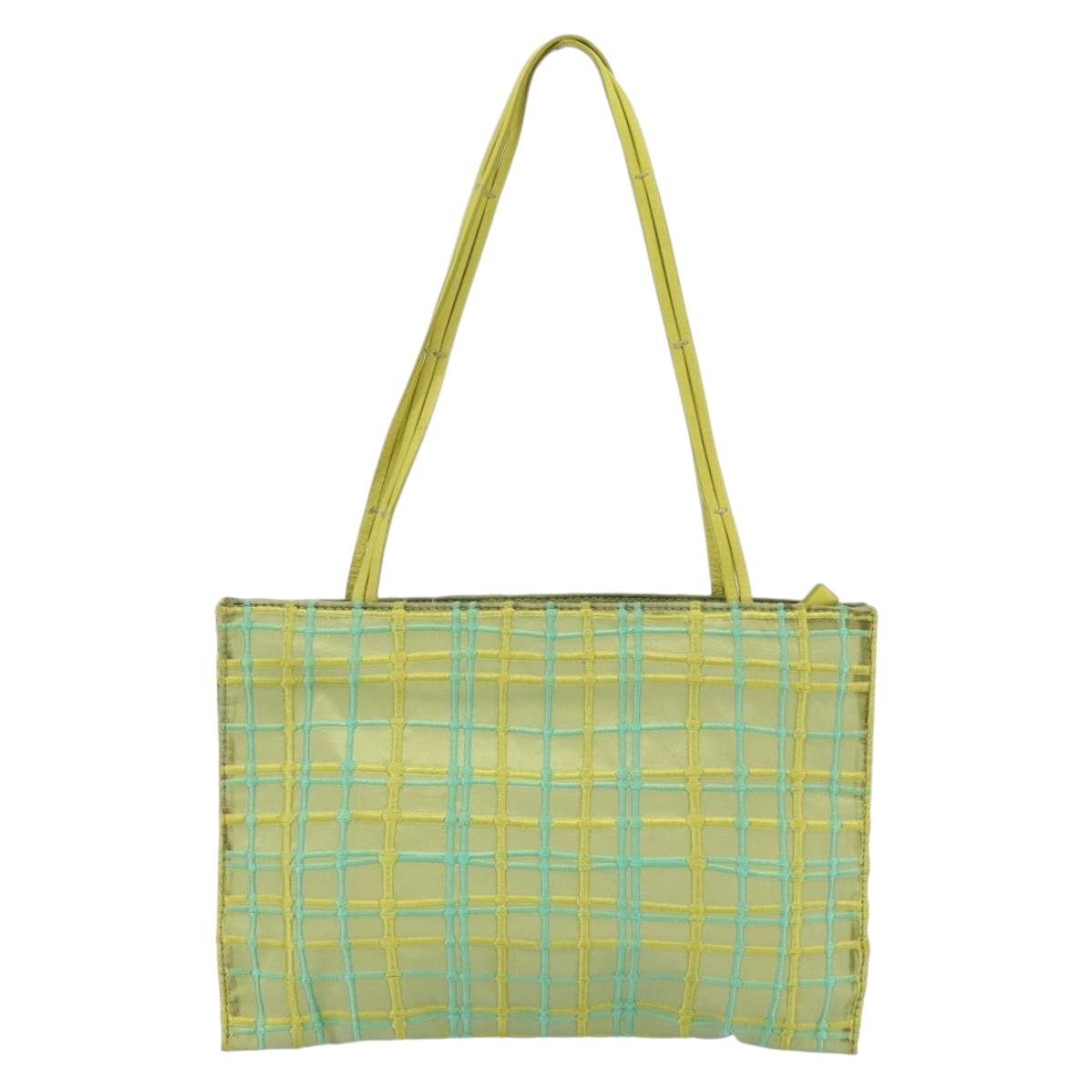 BOTTEGA VENETA Hand Bag Satin Green Gold Auth 181487A