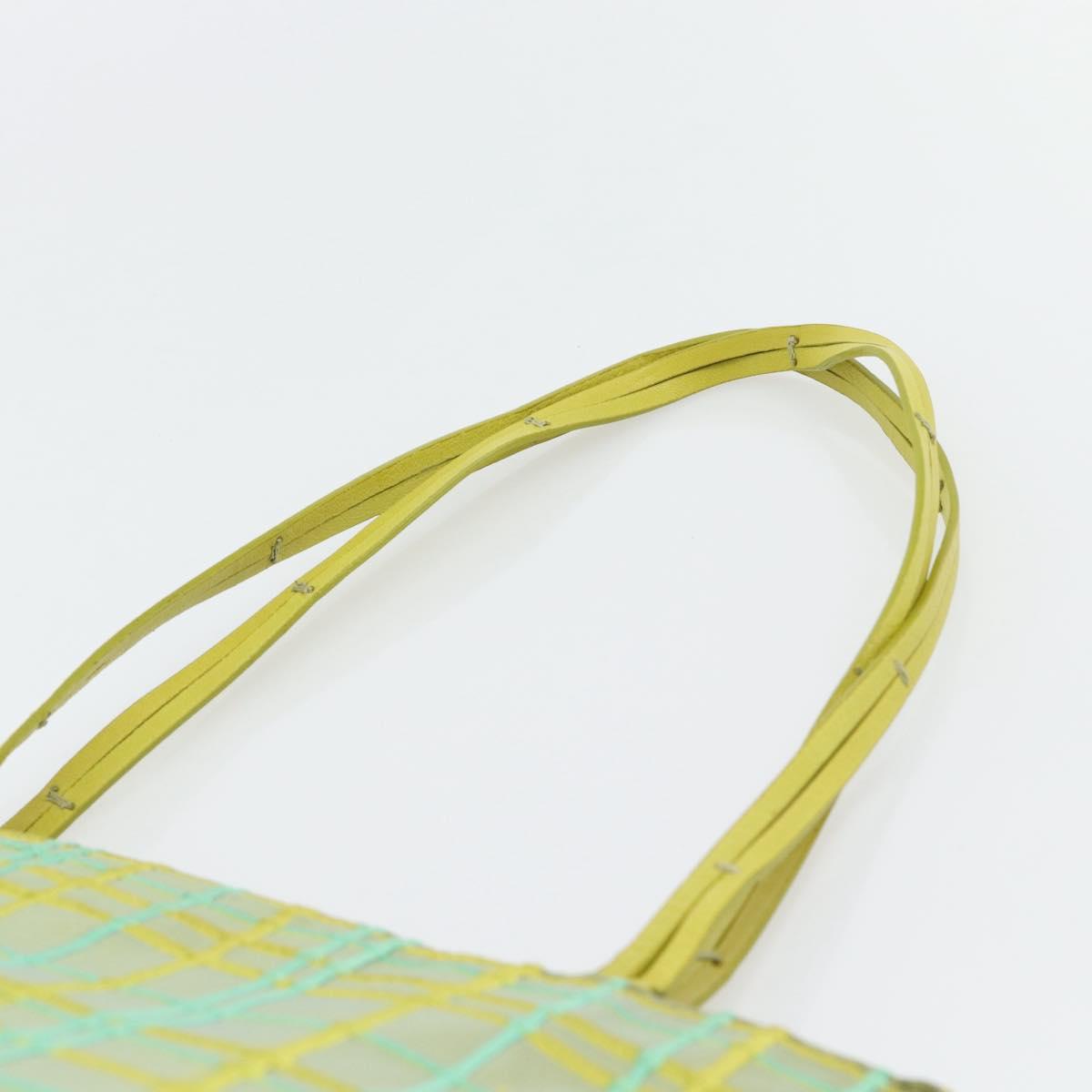 BOTTEGA VENETA Hand Bag Satin Green Gold Auth 181487A
