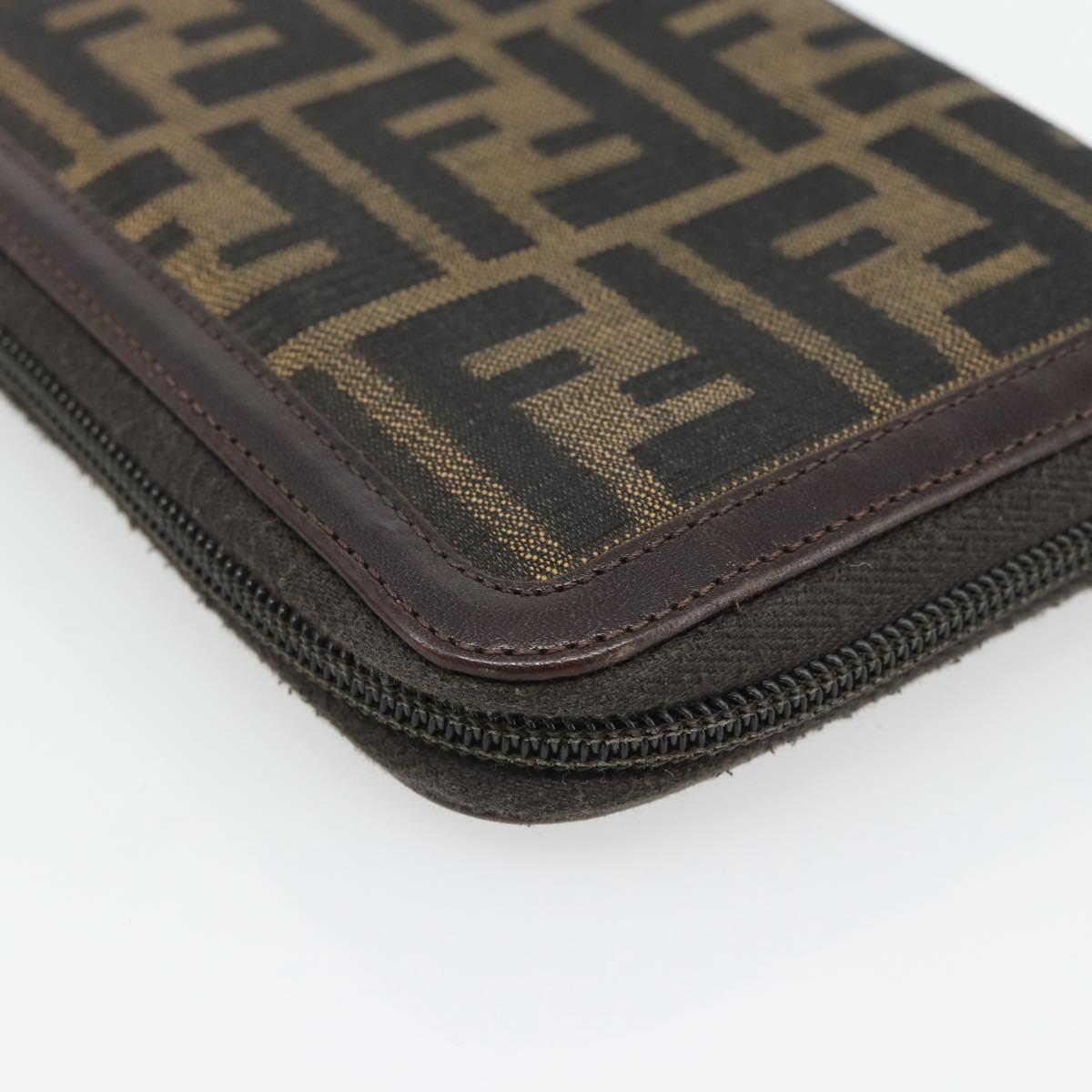 FENDI Zucca Canvas Day Planner Cover Brown Black Auth 181513A