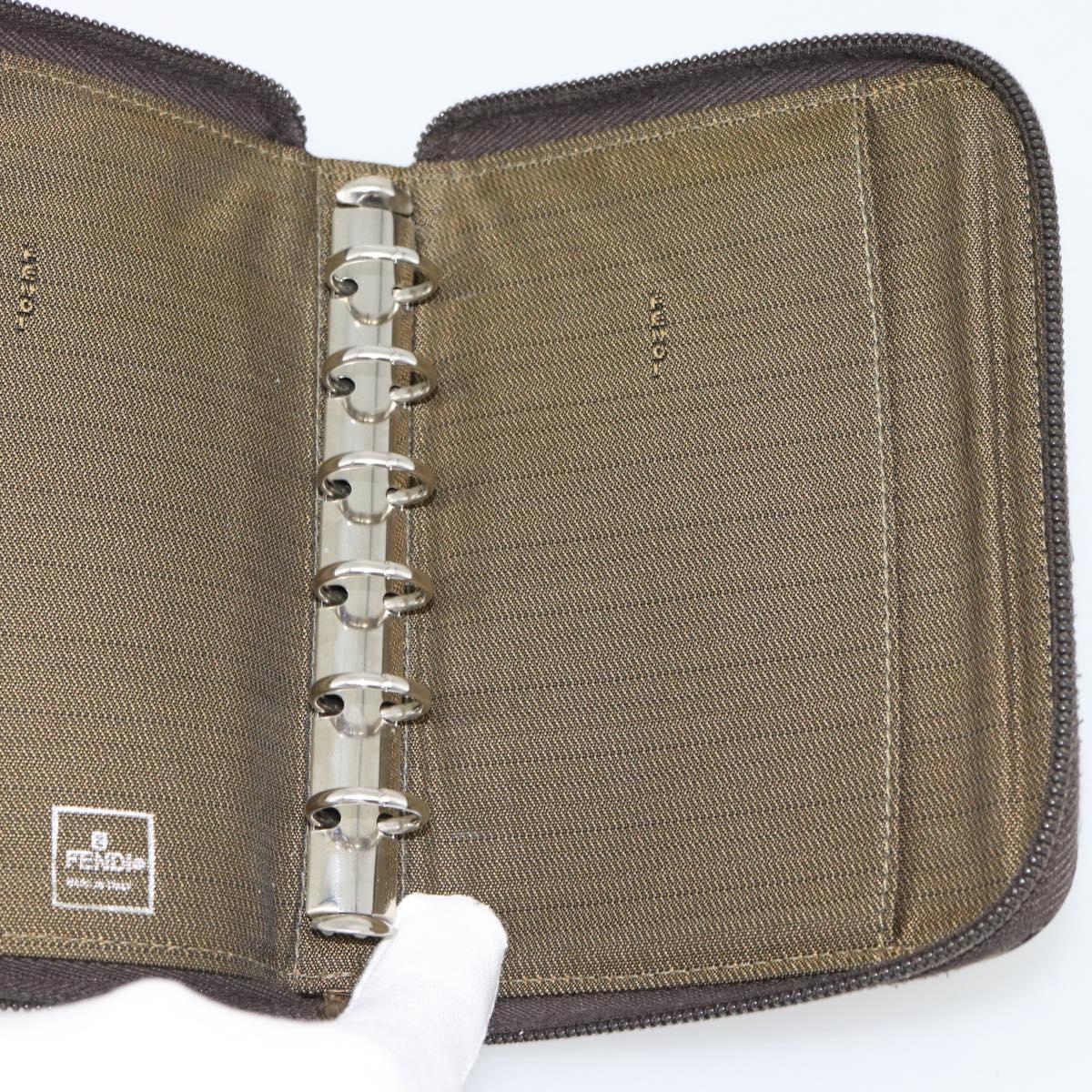 FENDI Zucca Canvas Day Planner Cover Brown Black Auth 181513A