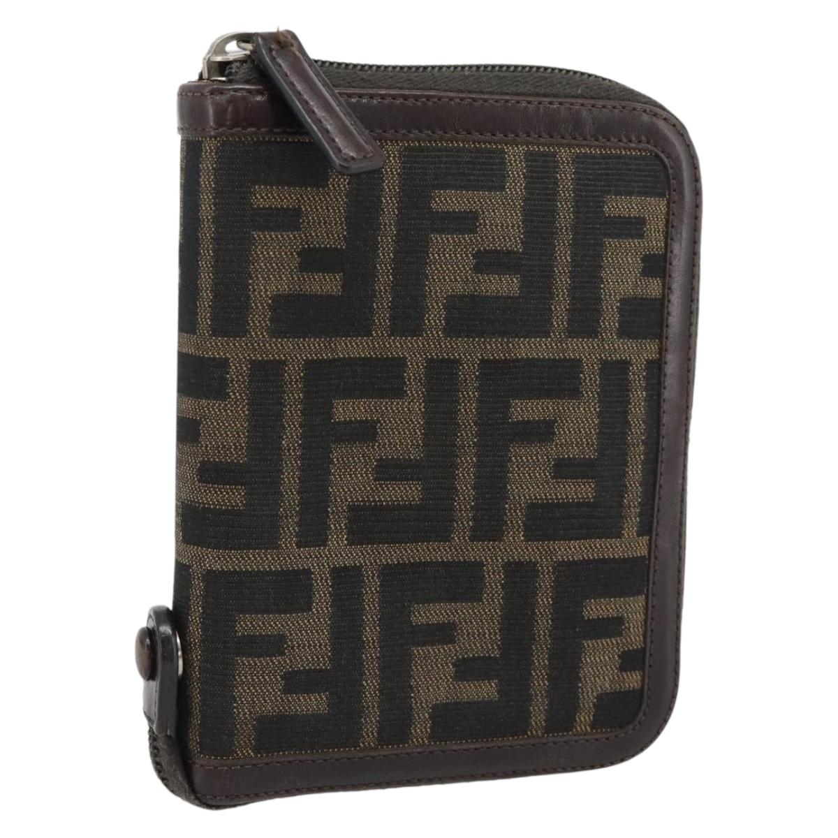 FENDI Zucca Canvas Day Planner Cover Brown Black Auth 181513A