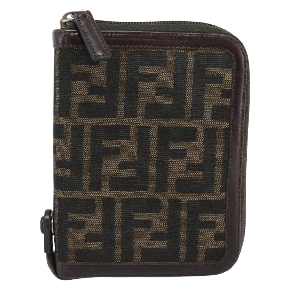 FENDI Zucca Canvas Day Planner Cover Brown Black Auth 181513A