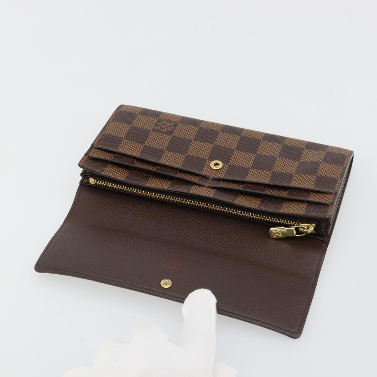 LOUIS VUITTON Damier Ebene Portefeuille Sarah Long Wallet N60491 LV Auth 181520A