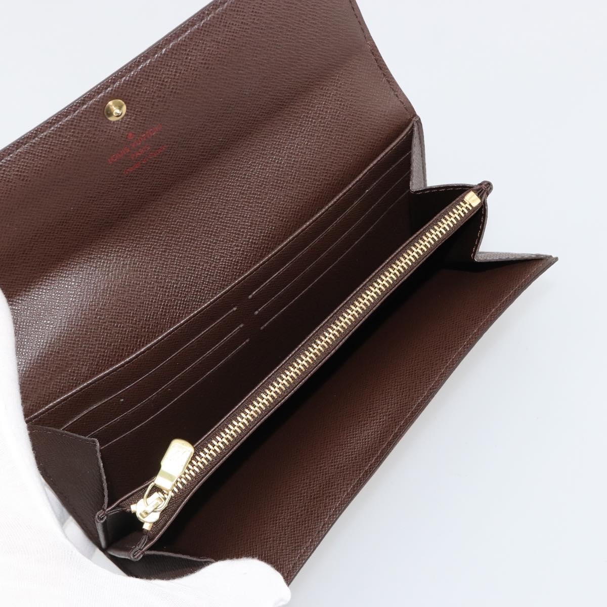 LOUIS VUITTON Damier Ebene Portefeuille Sarah Long Wallet N60491 LV Auth 181520A