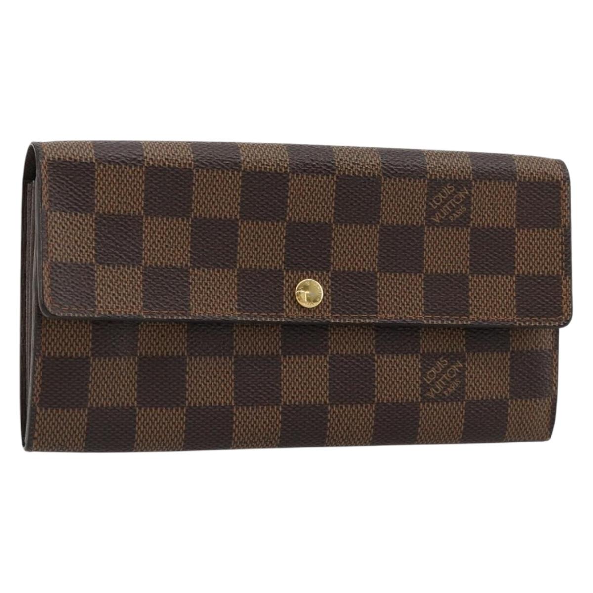 LOUIS VUITTON Damier Ebene Portefeuille Sarah Long Wallet N60491 LV Auth 181520A