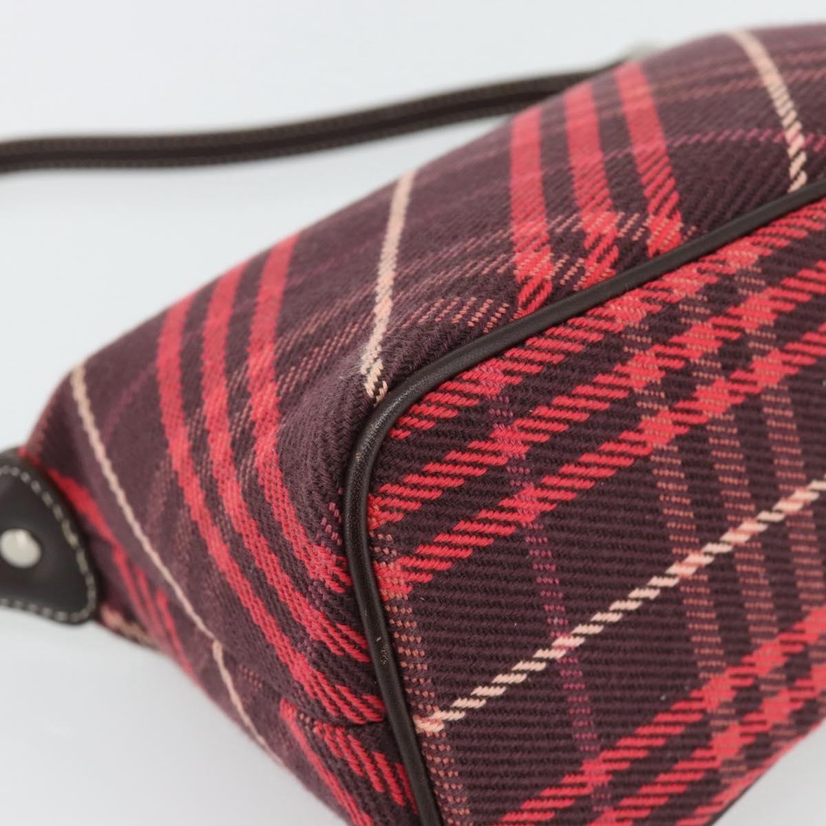 BURBERRY Nova Check Blue Label Shoulder Bag Canvas Red Silver Auth 181525A