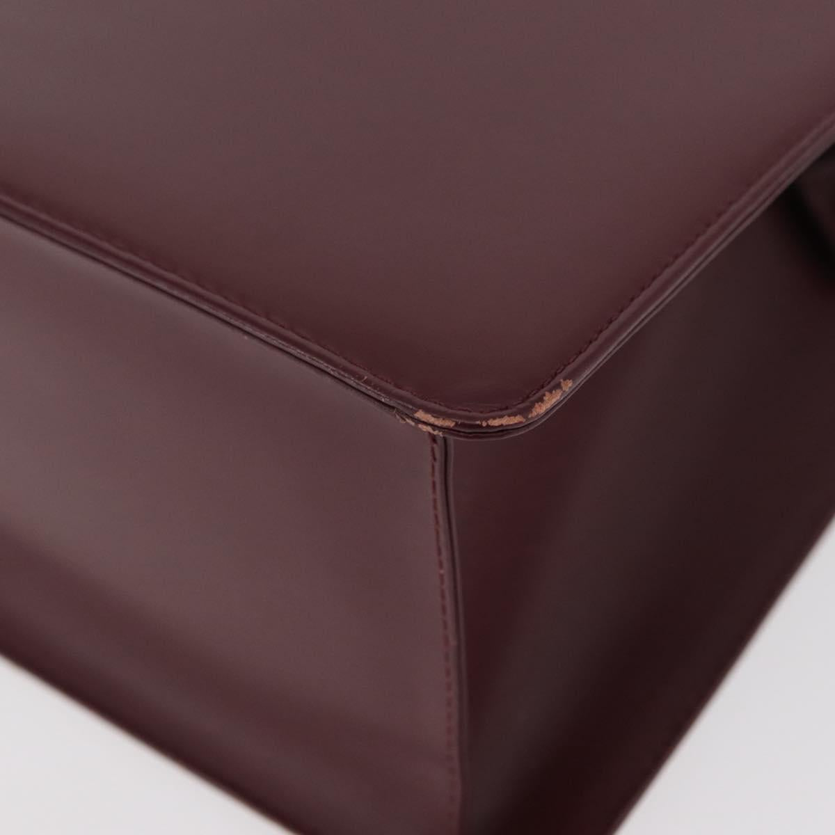 BURBERRY Hand Bag Leather Bordeaux Silver Auth 181526