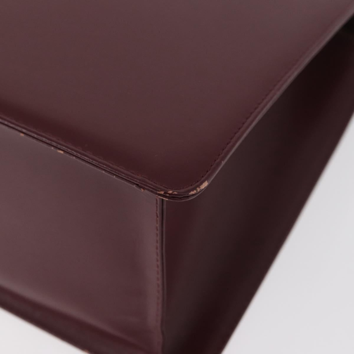 BURBERRY Hand Bag Leather Bordeaux Silver Auth 181526