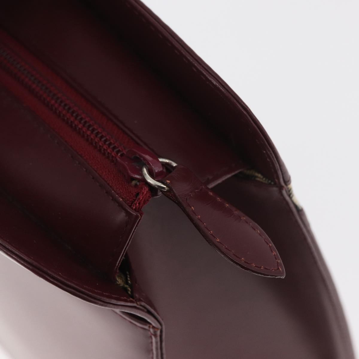 BURBERRY Hand Bag Leather Bordeaux Silver Auth 181526