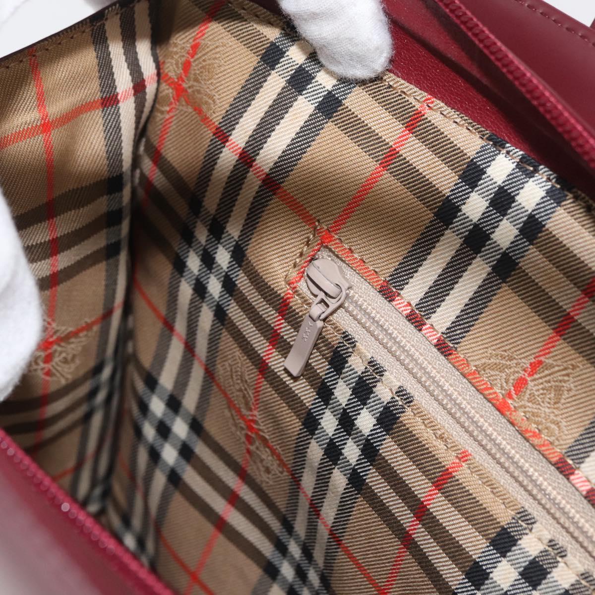 BURBERRY Hand Bag Leather Bordeaux Silver Auth 181526