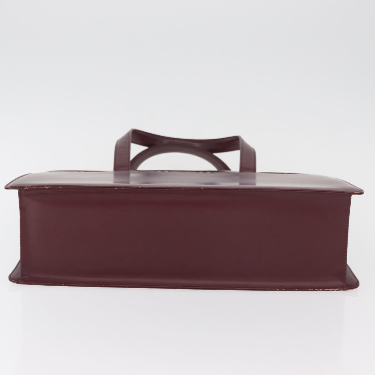 BURBERRY Hand Bag Leather Bordeaux Silver Auth 181526