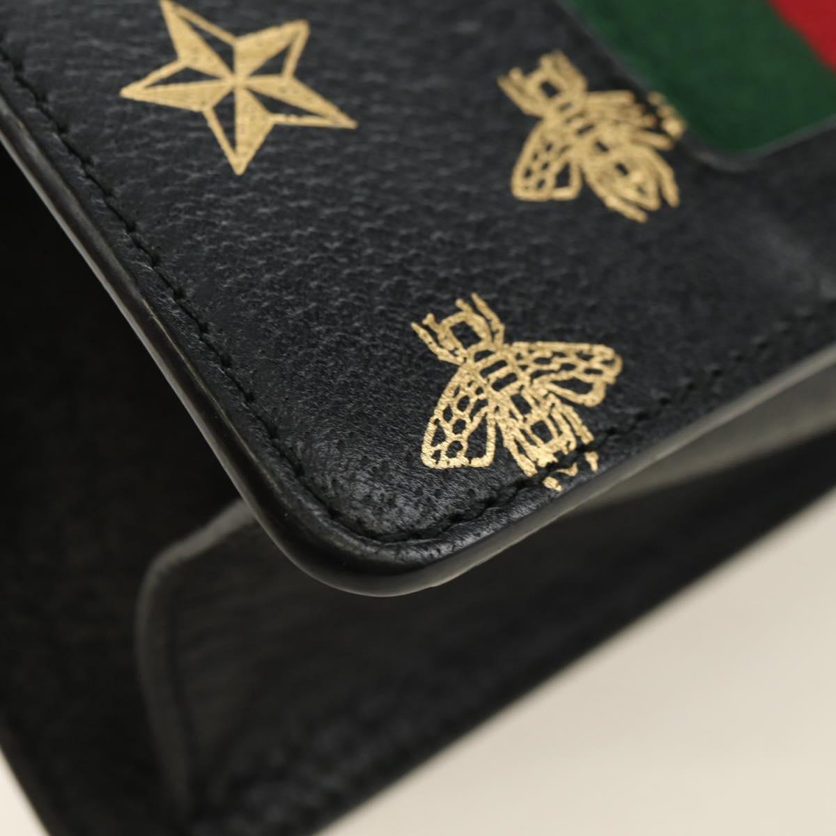 GUCCI Bee & Star Sherry Line Bag Leather 3way Black Gold 470270 Auth 181527SAV