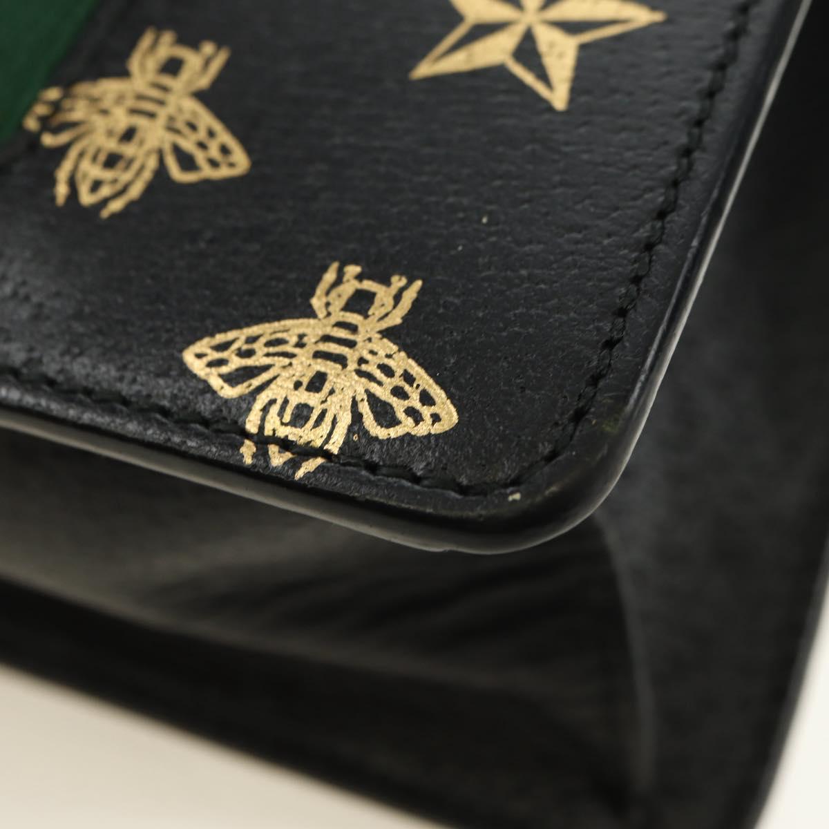 GUCCI Bee & Star Sherry Line Bag Leather 3way Black Gold 470270 Auth 181527SAV