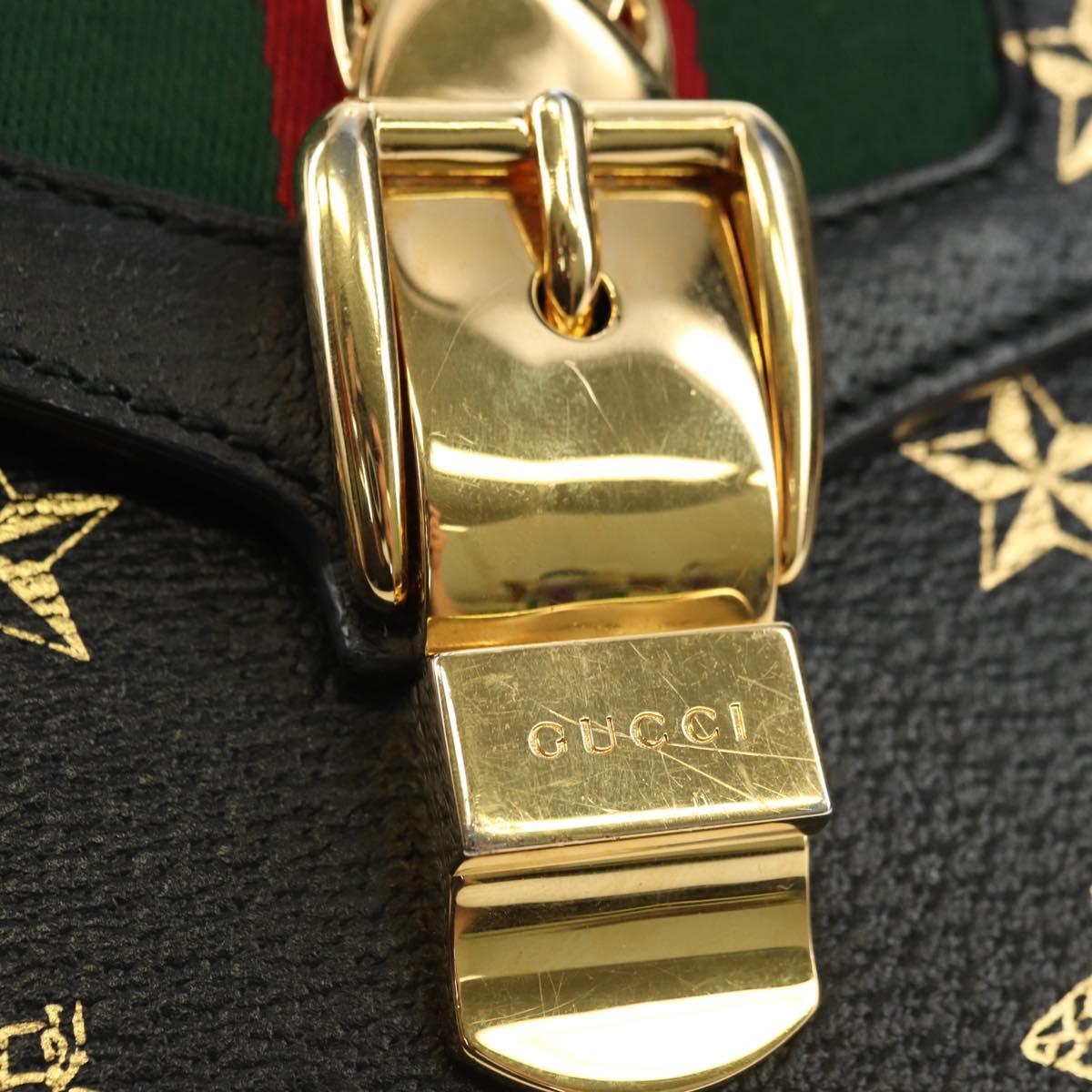 GUCCI Bee & Star Sherry Line Bag Leather 3way Black Gold 470270 Auth 181527SAV