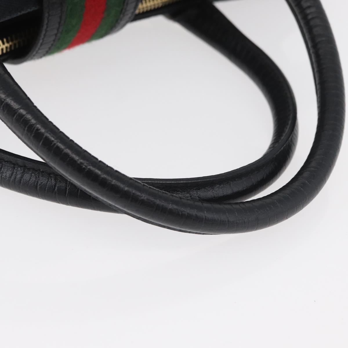 GUCCI GG Canvas Web Sherry Line Hand Bag Black Gold Red 131325 Auth 181528SAV