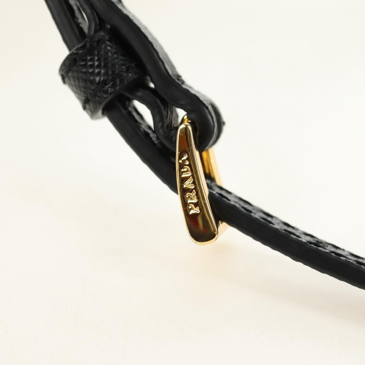 PRADA Purse Hand Bag Nylon 2way Black Gold Auth 181530SM