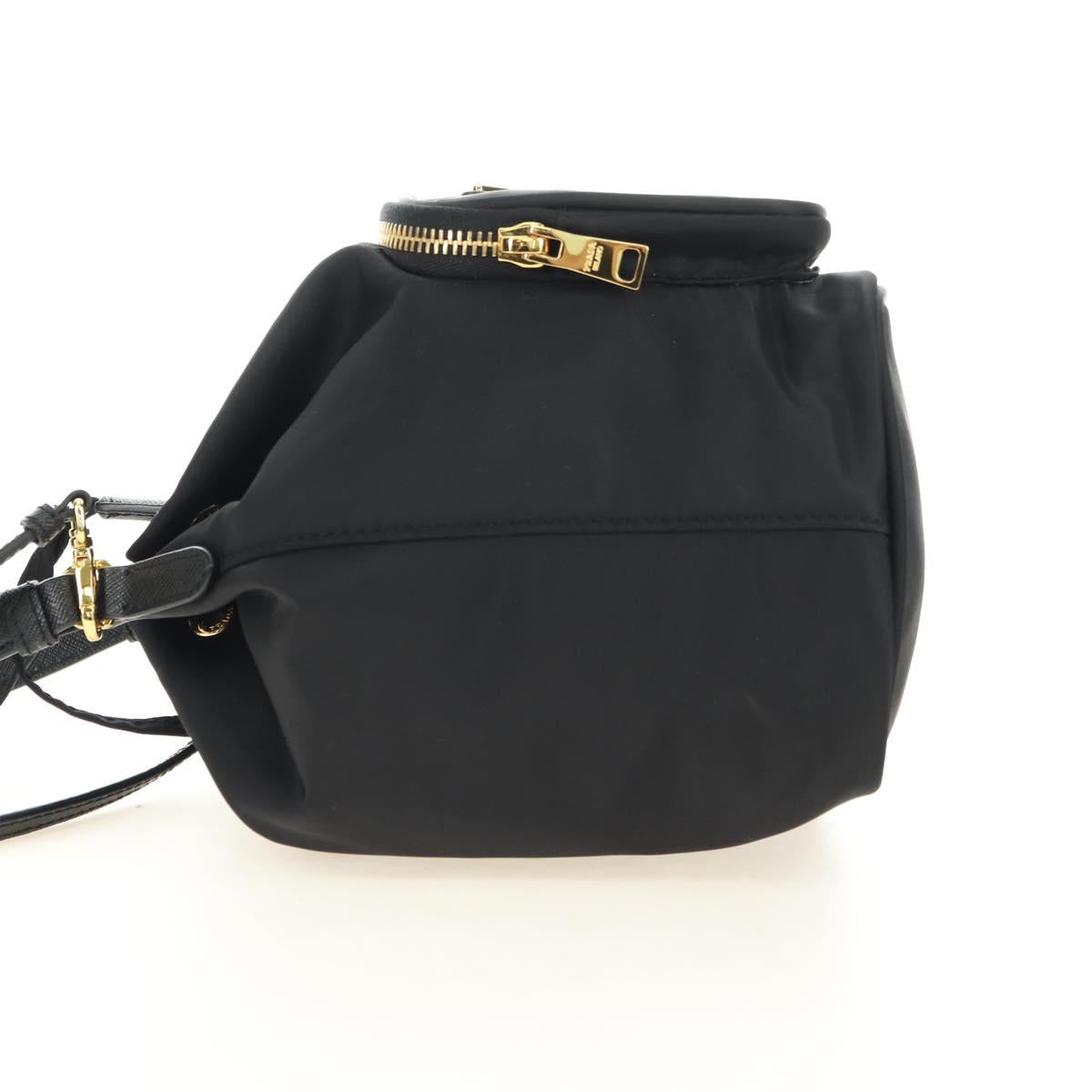 PRADA Purse Hand Bag Nylon 2way Black Gold Auth 181530SM