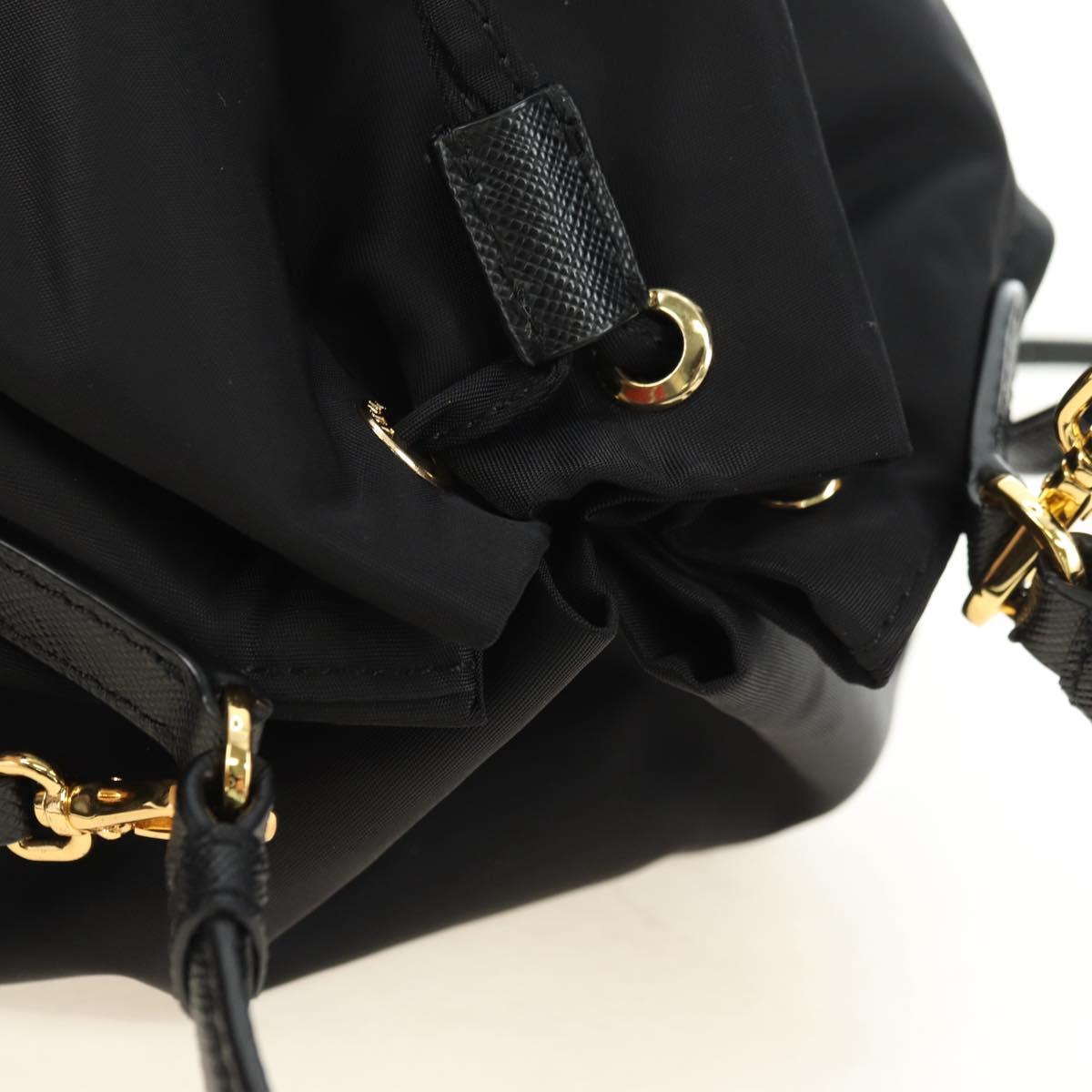 PRADA Purse Hand Bag Nylon 2way Black Gold Auth 181530SM