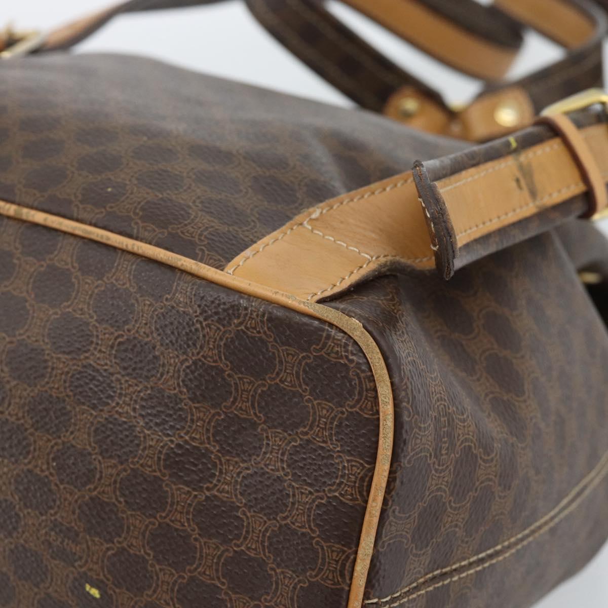 CELINE Macadam Canvas Backpack PVC Leather Brown Gold Auth 181532