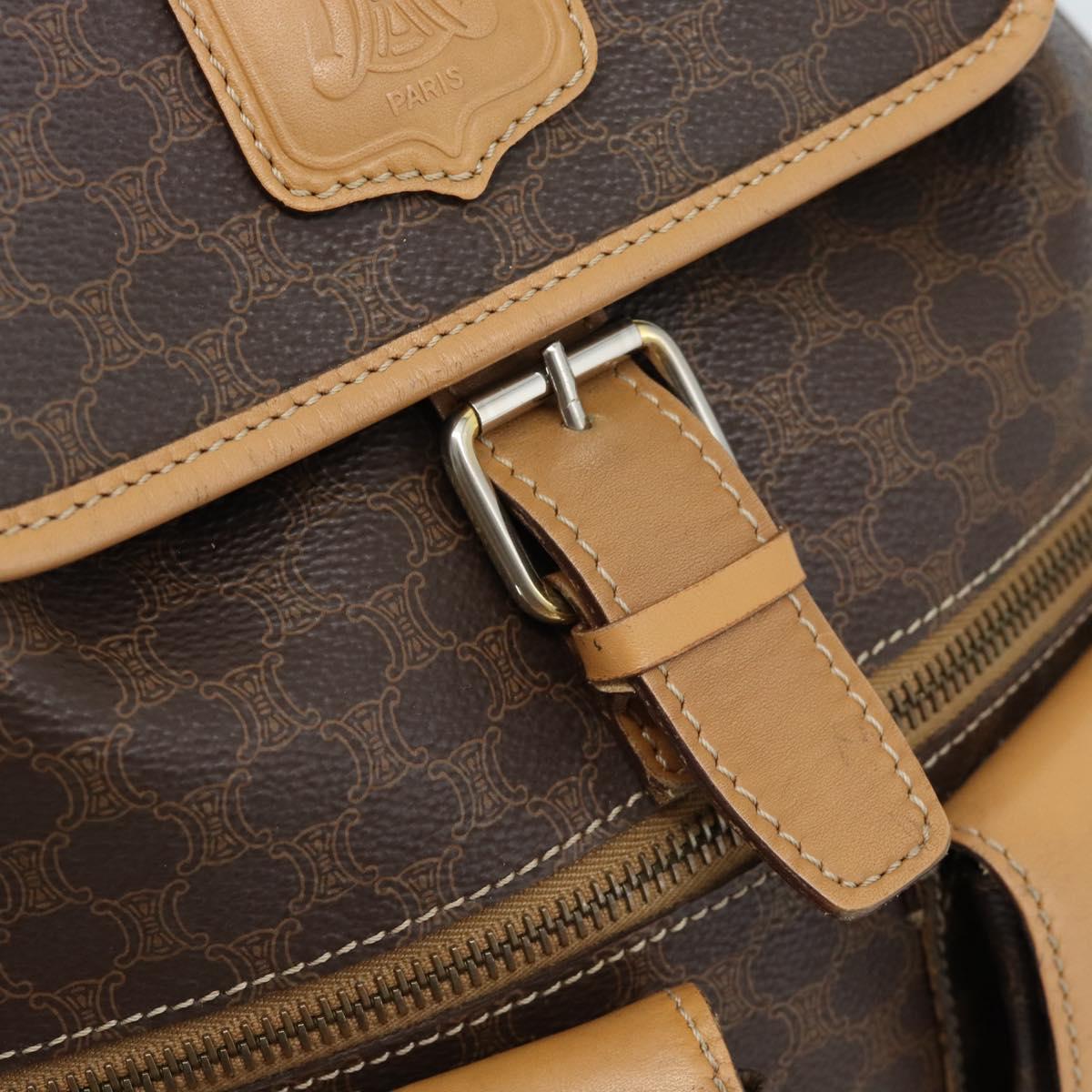 CELINE Macadam Canvas Backpack PVC Leather Brown Gold Auth 181532