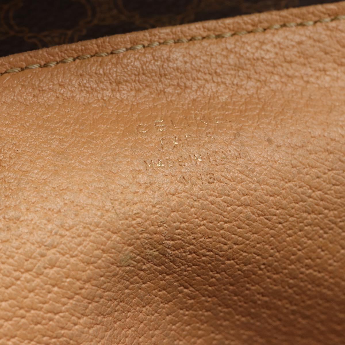 CELINE Macadam Canvas Backpack PVC Leather Brown Gold Auth 181532