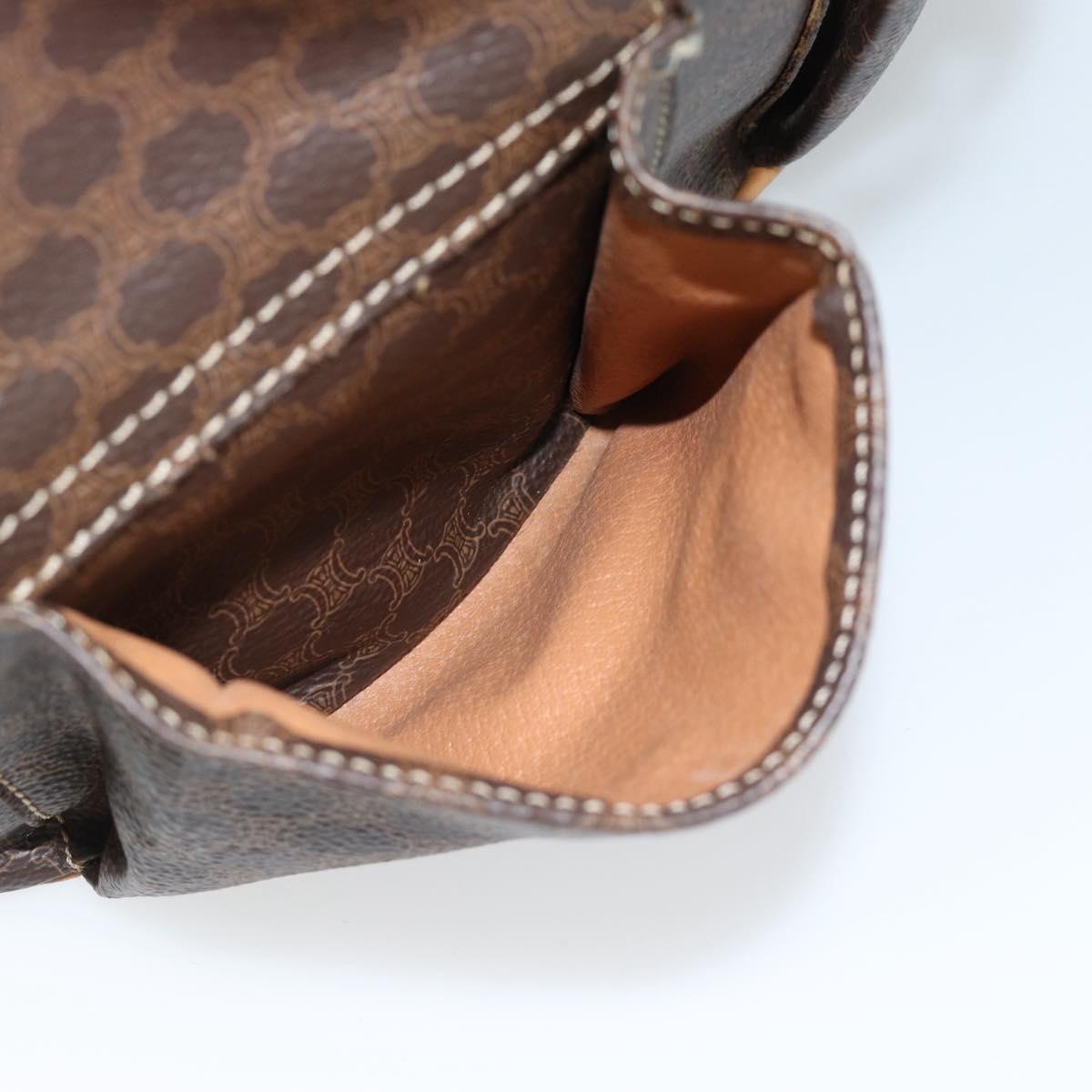 CELINE Macadam Canvas Backpack PVC Leather Brown Gold Auth 181532