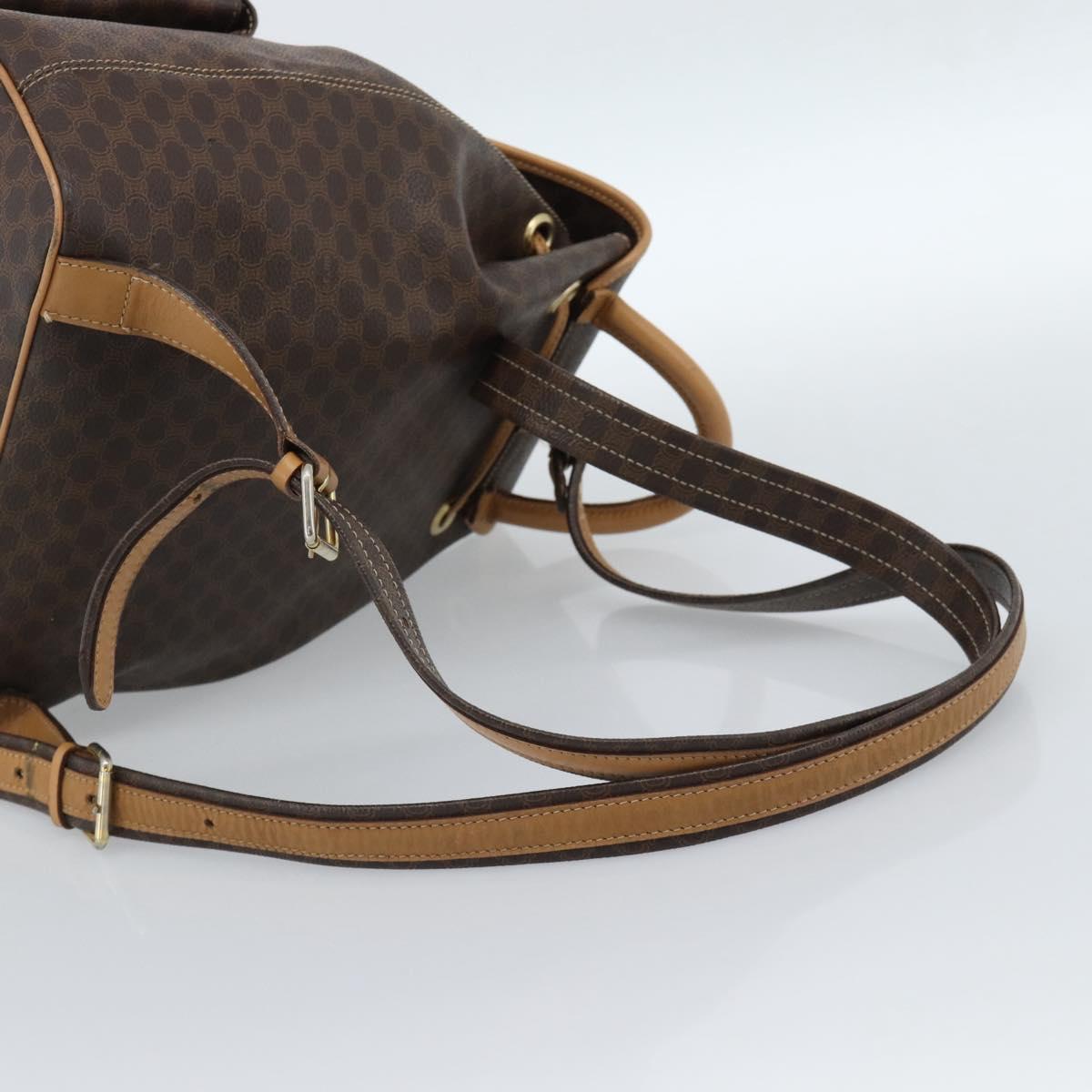 CELINE Macadam Canvas Backpack PVC Leather Brown Gold Auth 181532