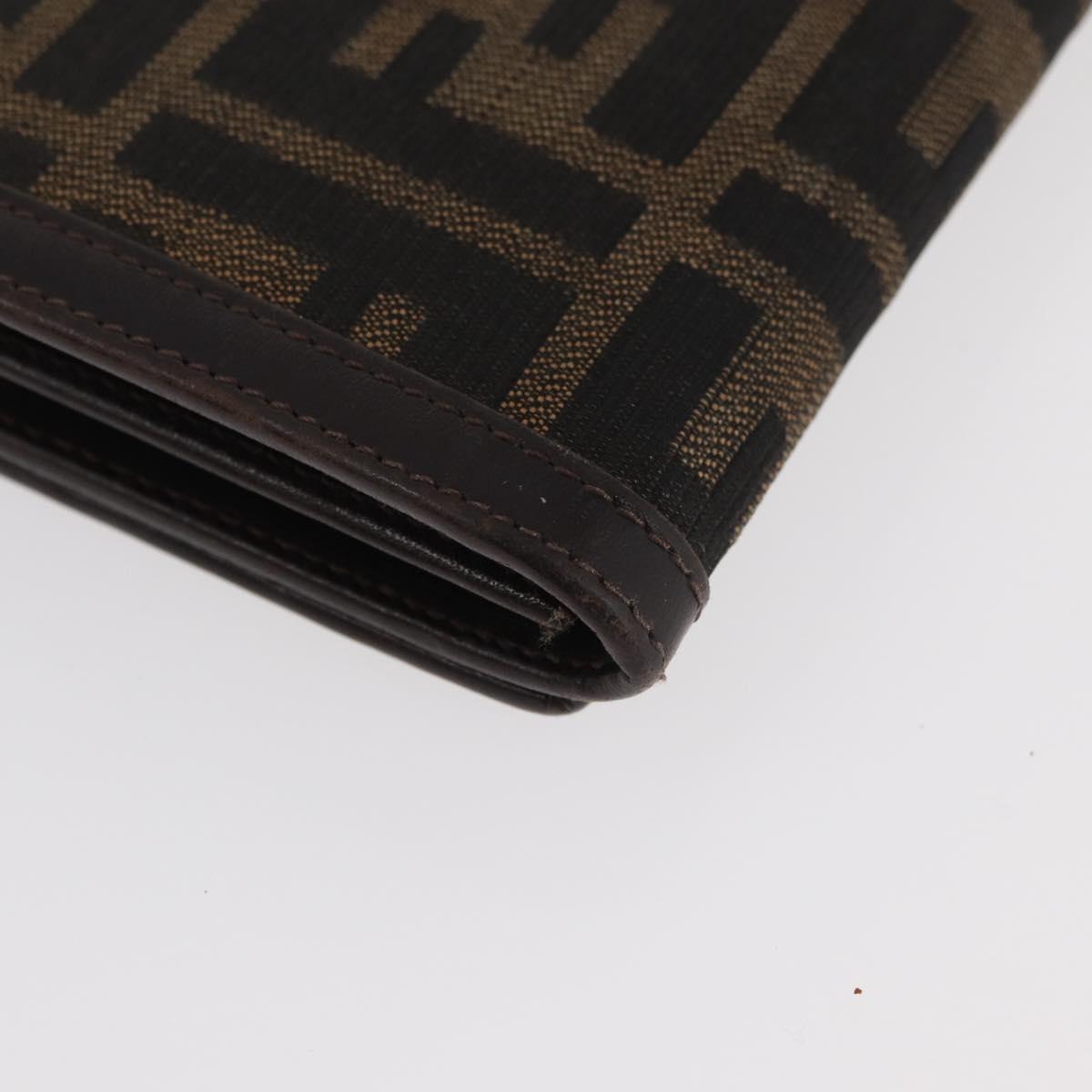 FENDI Zucca Canvas Long Wallet Black Brown Auth 181538