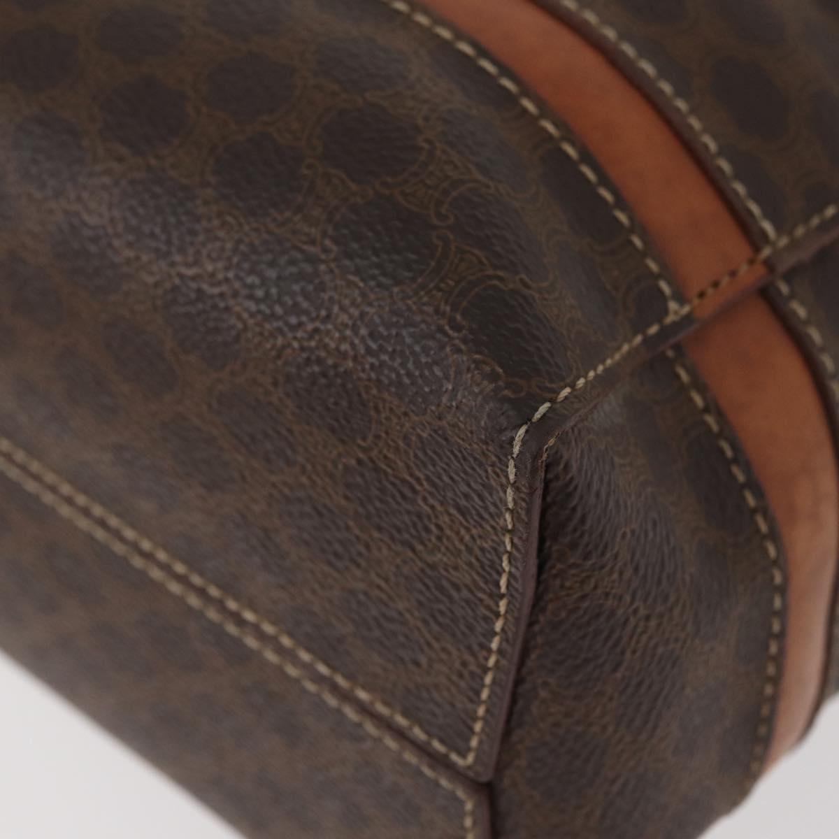 CELINE Macadam Canvas Hand Bag PVC Leather Brown Gold Auth 181540
