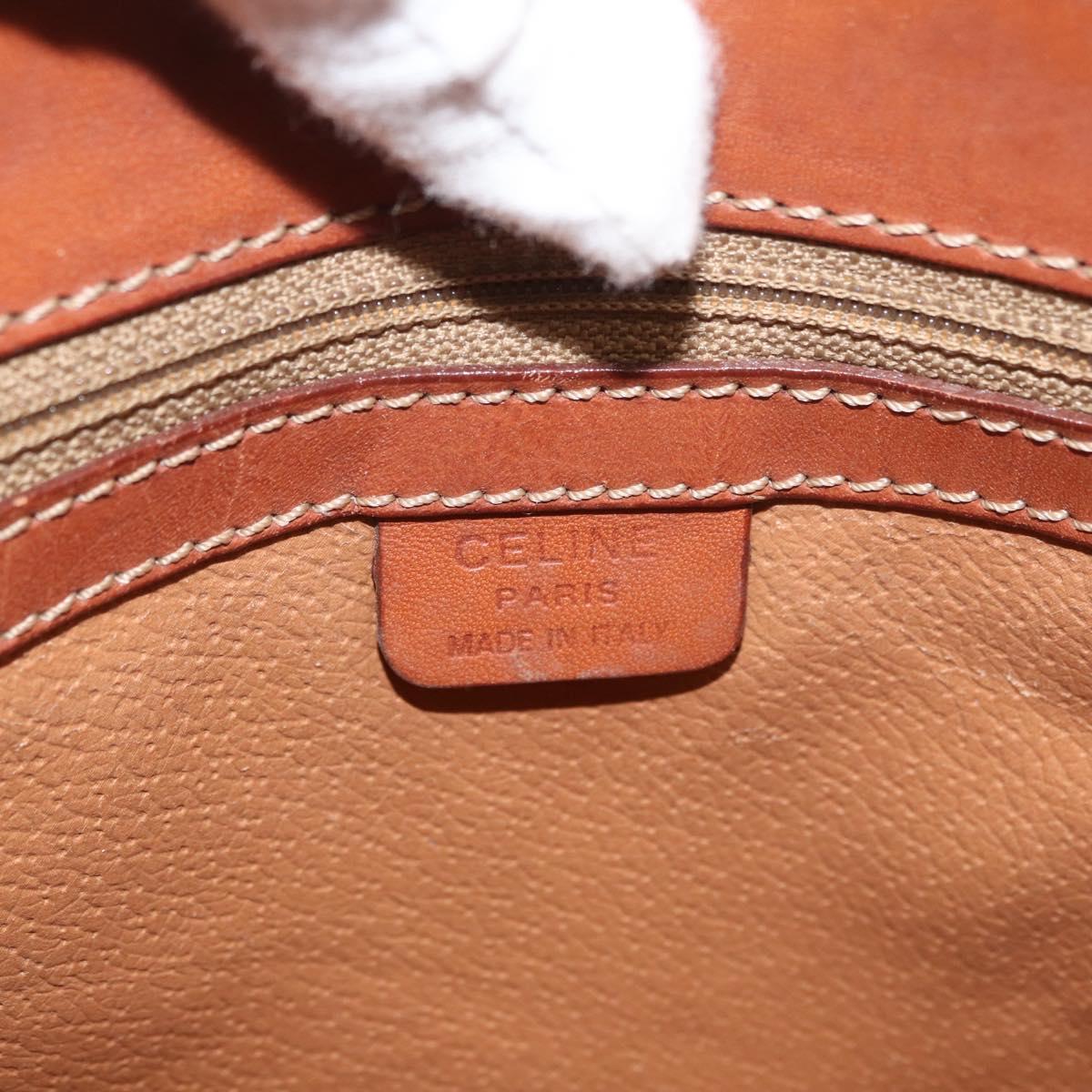 CELINE Macadam Canvas Hand Bag PVC Leather Brown Gold Auth 181540