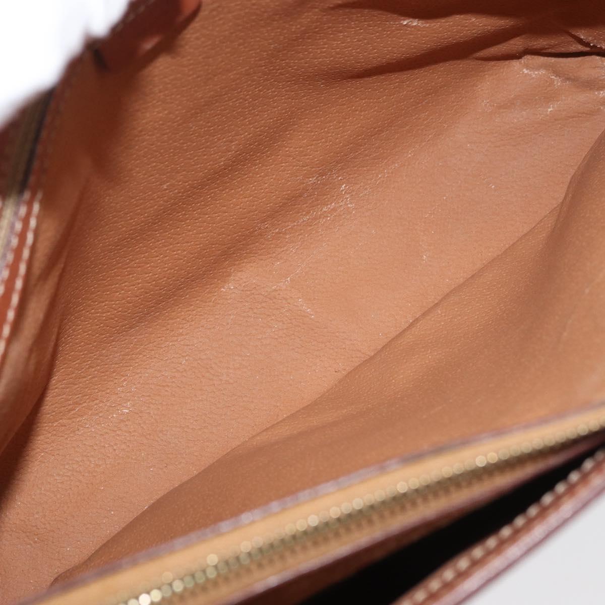 CELINE Macadam Canvas Hand Bag PVC Leather Brown Gold Auth 181540