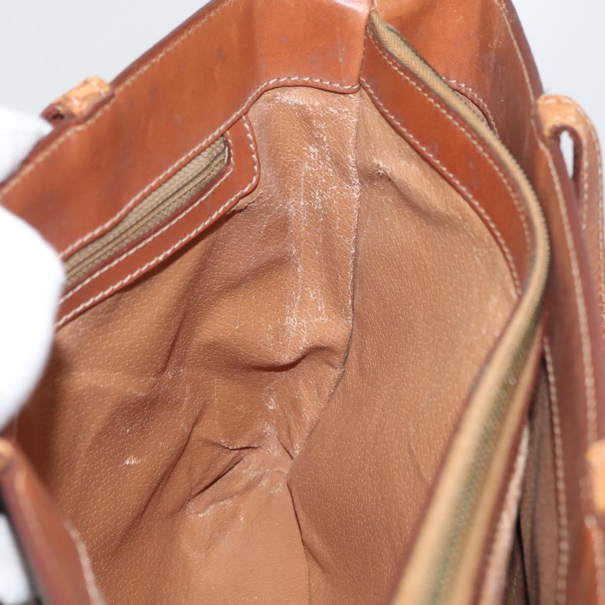 CELINE Macadam Canvas Hand Bag PVC Leather Brown Gold Auth 181540