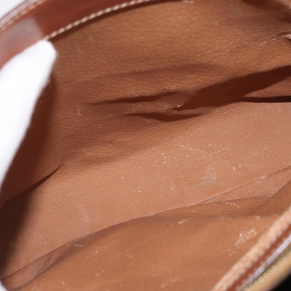 CELINE Macadam Canvas Hand Bag PVC Leather Brown Gold Auth 181540