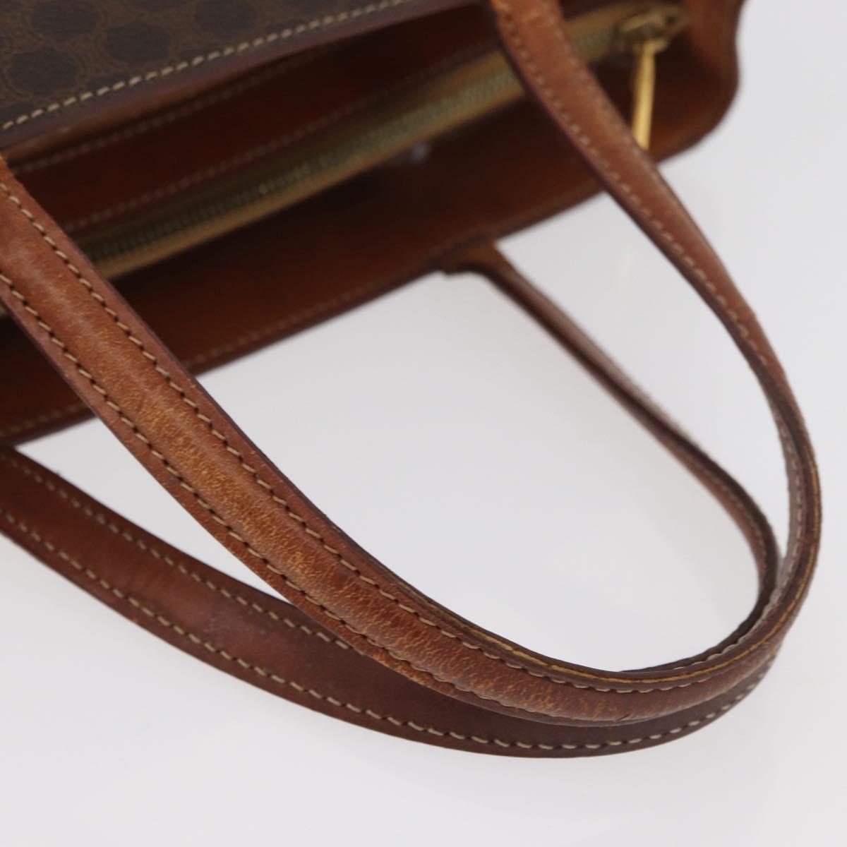 CELINE Macadam Canvas Hand Bag PVC Leather Brown Gold Auth 181540