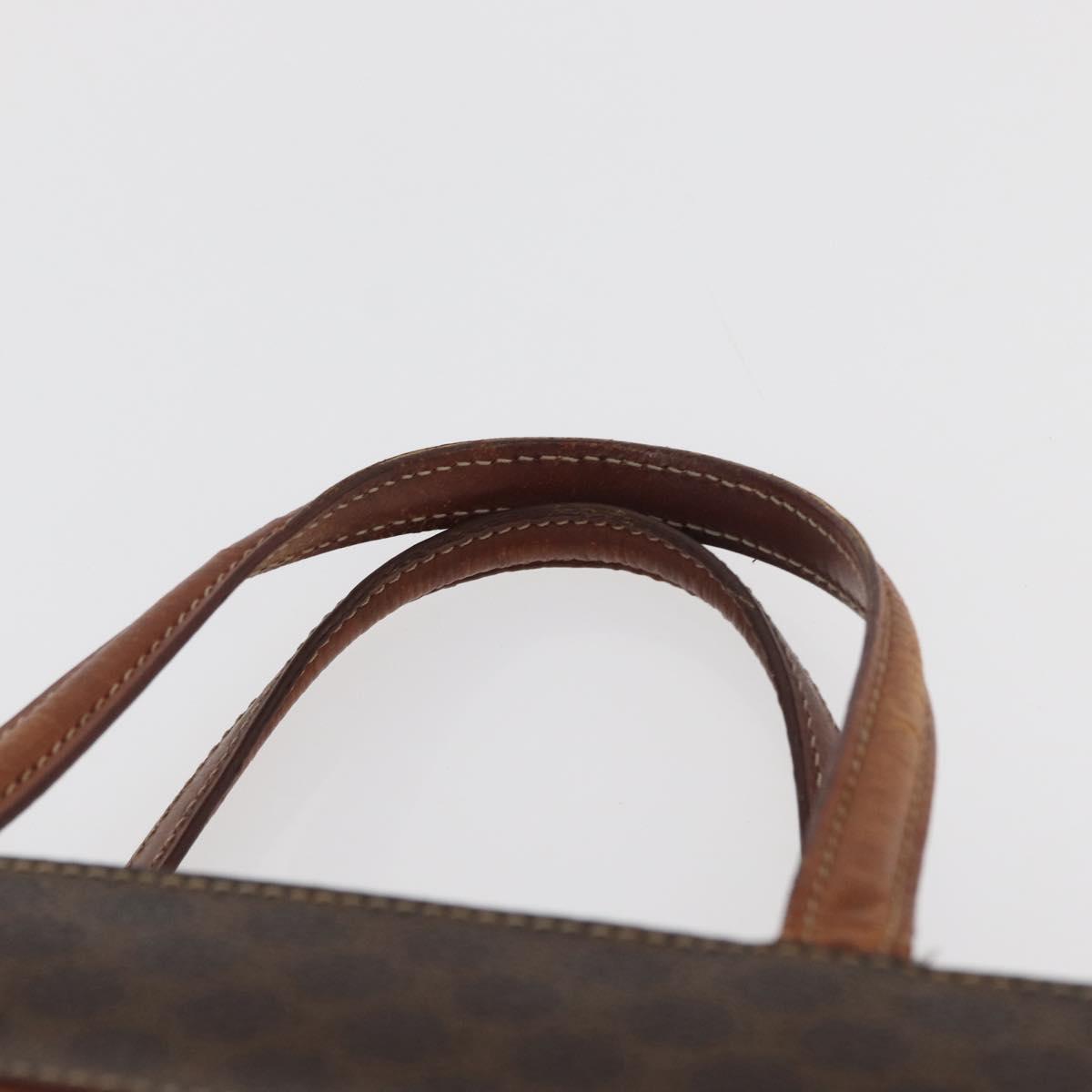 CELINE Macadam Canvas Hand Bag PVC Leather Brown Gold Auth 181540
