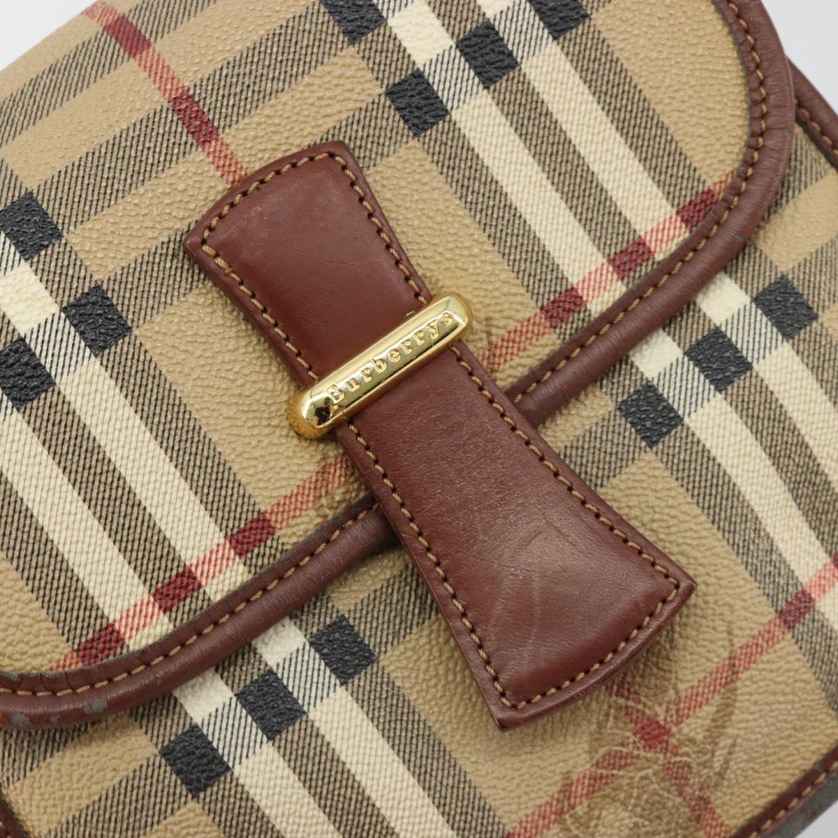 Burberrys Nova Check Shoulder Bag PVC Beige Gold Auth 181545
